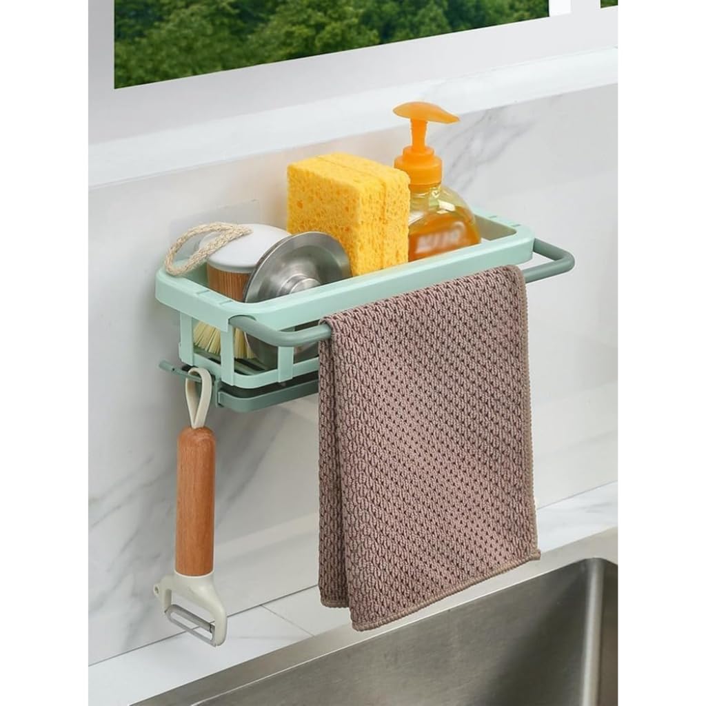 Stalwart36 Retractable Sink Organizer & Drying Rack | Adjustable Hanging Sponge Holder | Expandable Kitchen Sink Storage Tray Fo