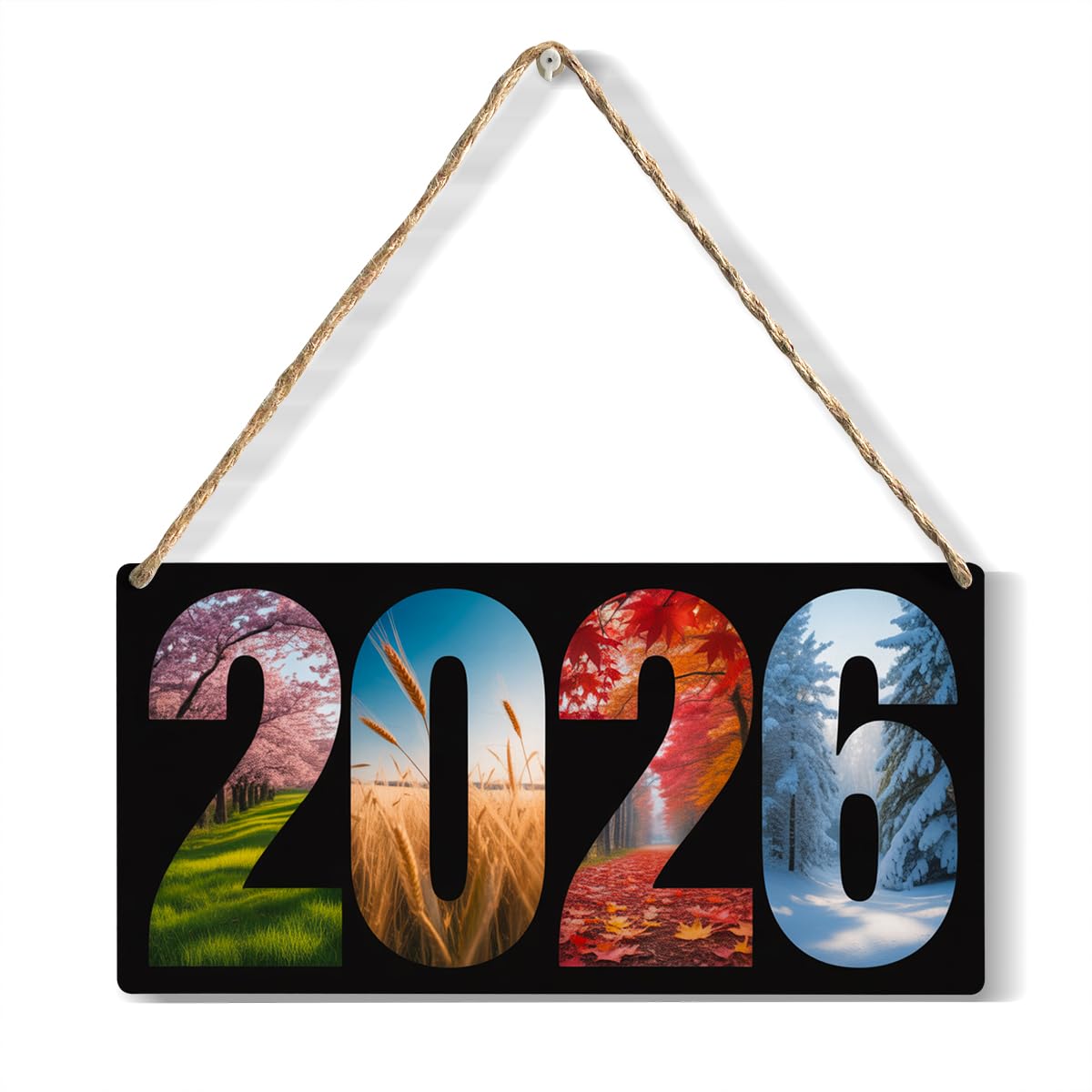 YCYD 2026 Spring Summer Autumn And Winter Season Wood Sign Family Wall Decor, Hanging Wood Sign Home Decorative Farmhouse Porch 