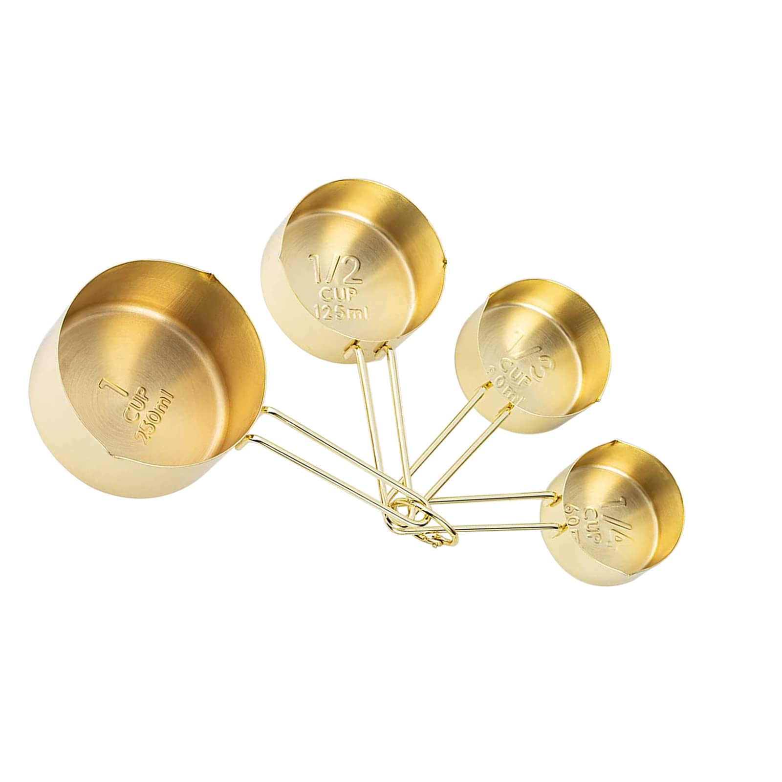 4Pcs Stainless Steel Measuring Cups Set Kitchen Accessories Baking Tea Coffee Measuring Tools (Gold-4Pcs)