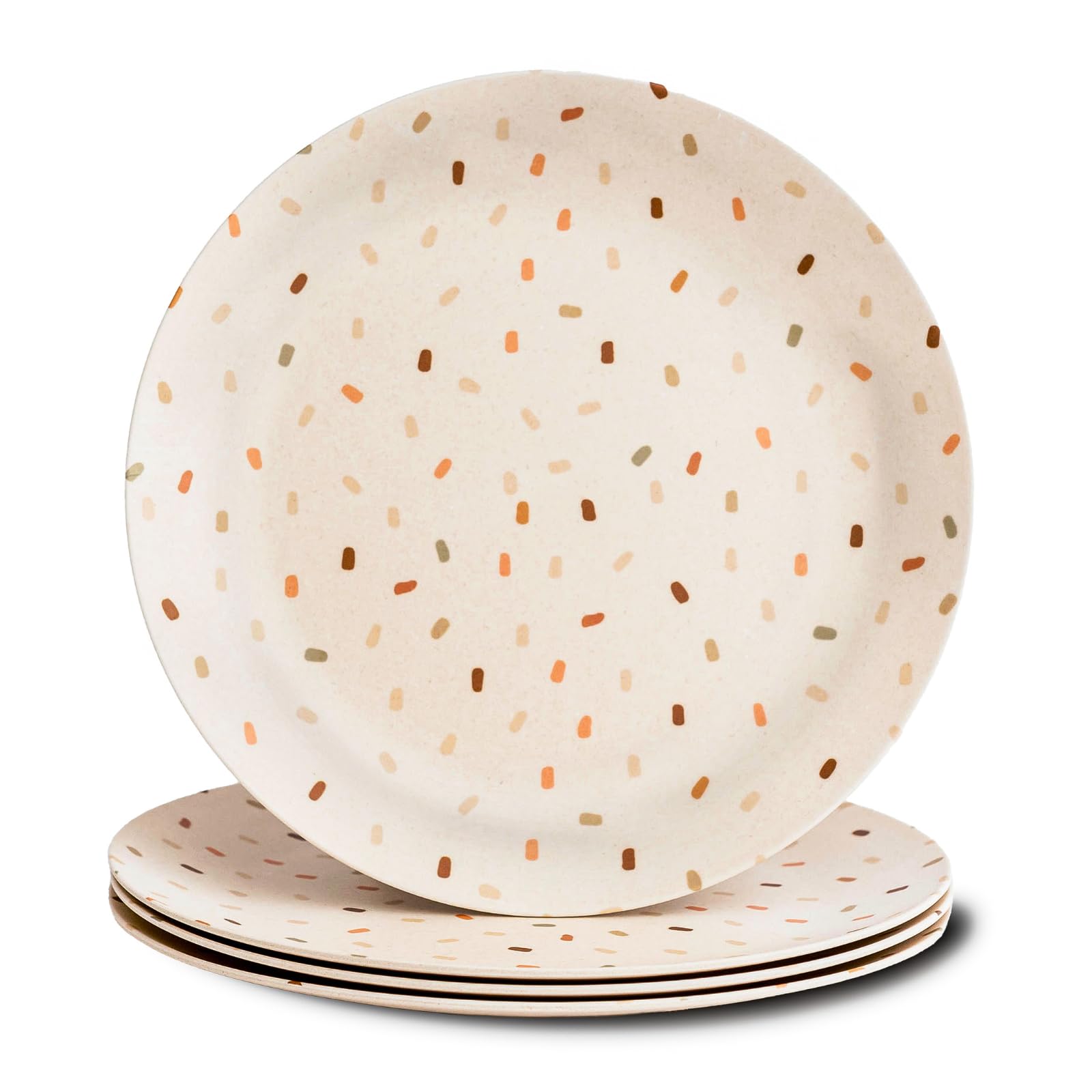 Nook Theory 4 Pack Reusable Bamboo Plates - Non-Toxic Toddler and Kids Plate, Dishwasher Safe, Not Microwavable Dinnerware (Conf