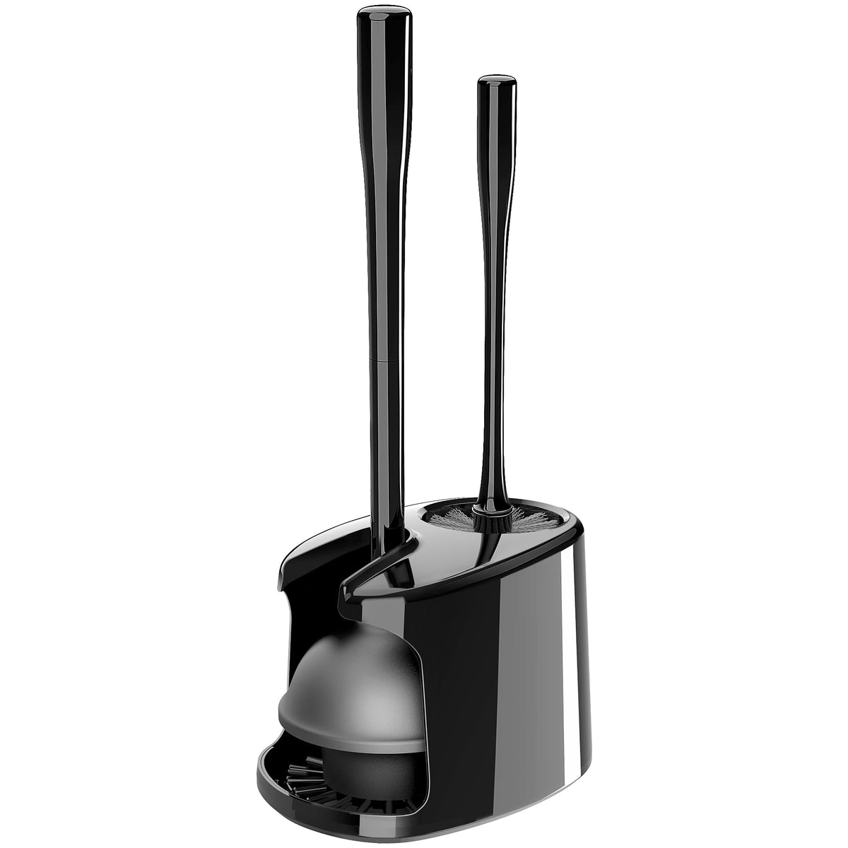 Mr.Siga Toilet Plunger And Bowl Brush With Holder, Heavy Duty Toilet Brush And Plunger Set For Bathroom Cleaning, Black, 1 Set