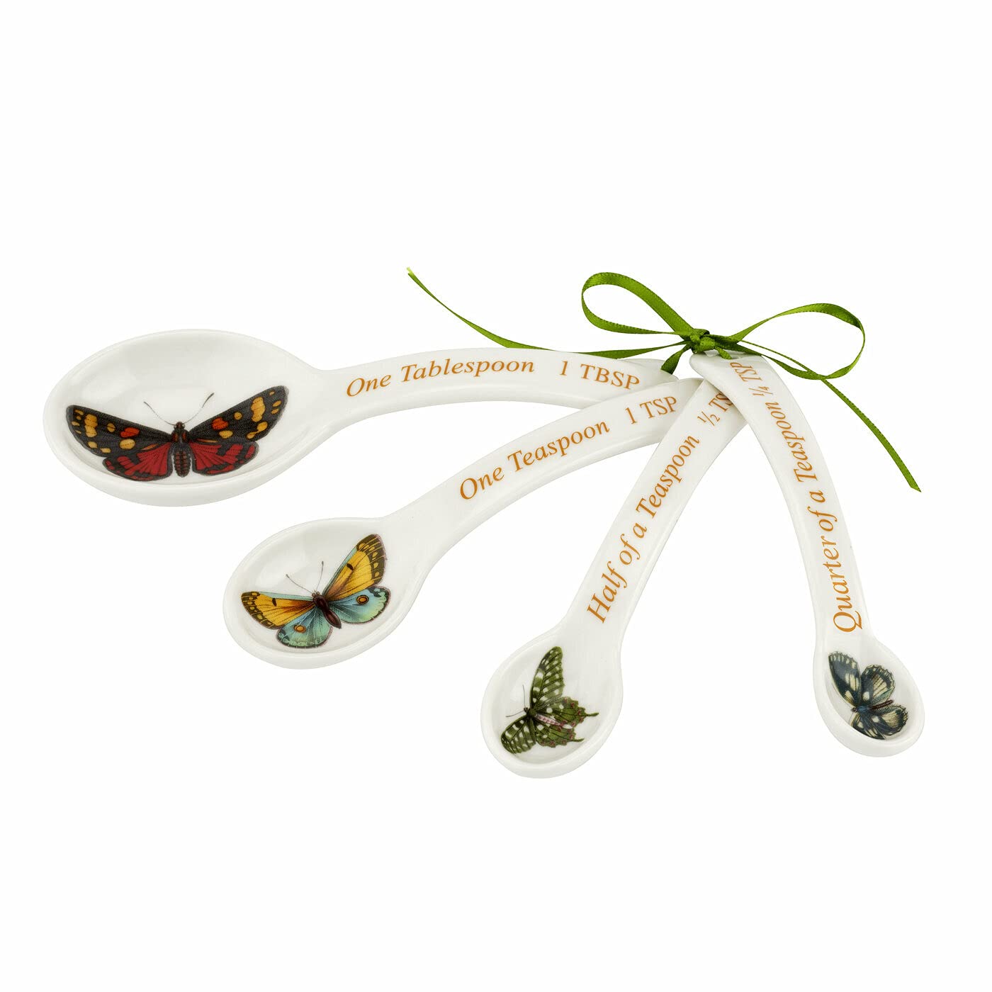 Portmeirion Botanic Garden Harmony Measuring Spoons- Set Of 4 | 1 Tbsp, 1 Tsp,  Tsp,  Tsp | Assorted Butterfly Motifs | Porcelai