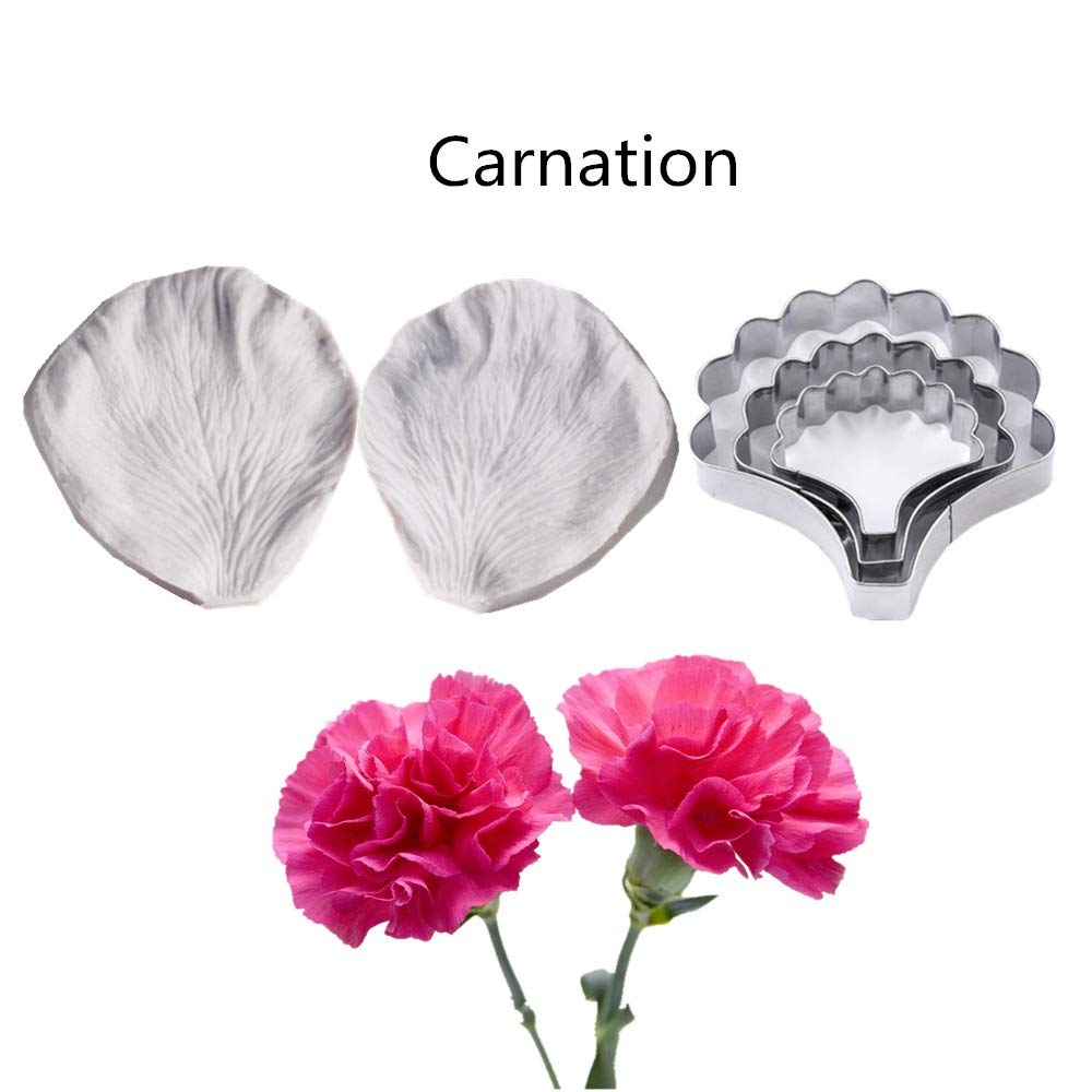 Colorkitchenware 19Pcs Gum Paste Flower Molds And Cutters Fondant Flower Tools Kit Sugar Flower Silicone Veining Mold Stainless
