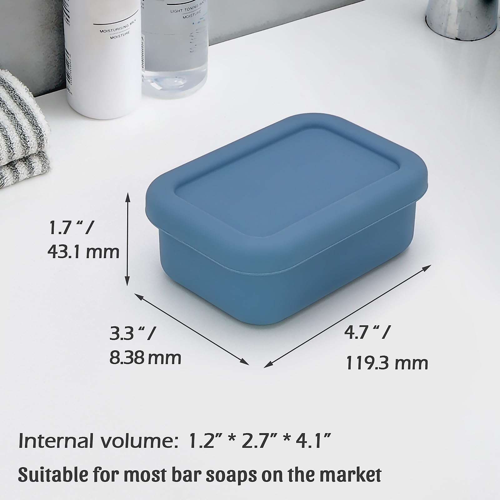 Aidimming Leak Proof Silicone Travel Soap Case With Draining Layer,Compact Portable Soap Container For One Regular Bar Soap Perf