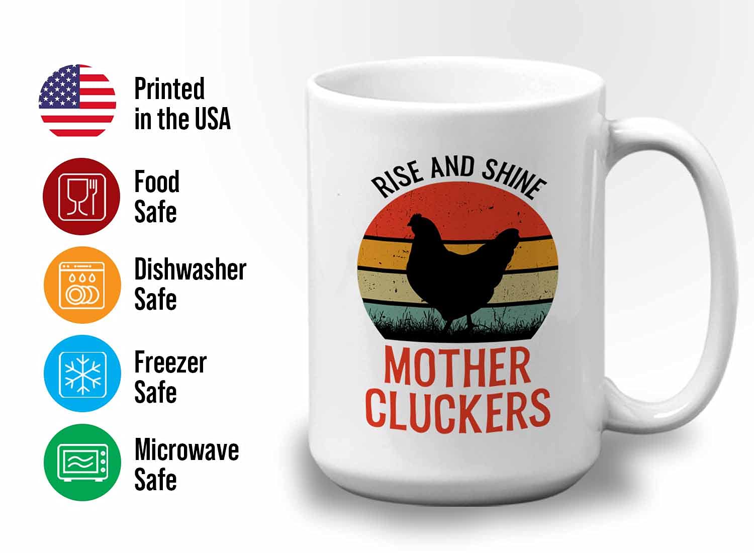 Farmer Coffee Mug 15oz Black - Rise And Shine Mother Clucker - Funny Farming Farmhouse Chicken Cluck Hens Hatcher Chicks Egg Cow