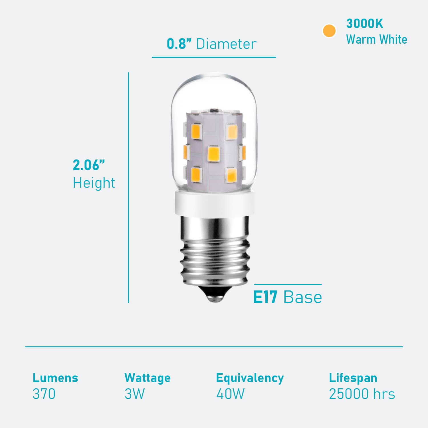 Maelsrlg Led Microwave Light Bulbs Under Hood 40W Equivalent, E17 Led Bulb Dimmable For Range Hood, 3W 380 Lumens, Led Appliance