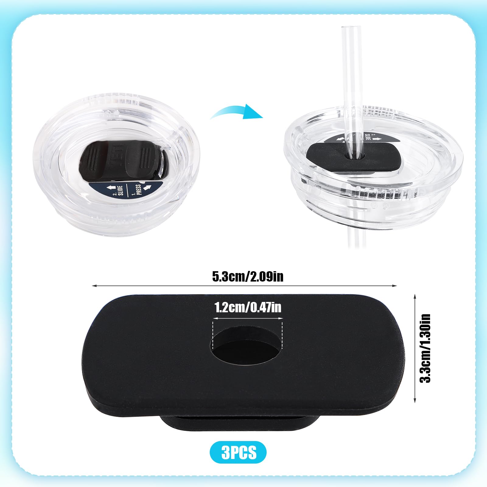 3Pcs Replacement Slider Compatible With Yeti 20Oz 30Oz Tumbler Bpa-Free Straw Lid Accessories For Yeti Magslider/Stronghold Stra