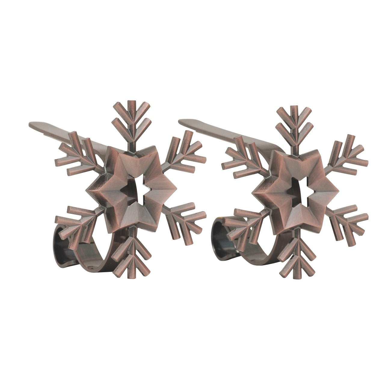 Haute Decor The Original MantleClip Stocking Holders with Removable ZINC Alloy Holiday Icons (2-Pack Snowflake, Oil-Rubbed Bronz