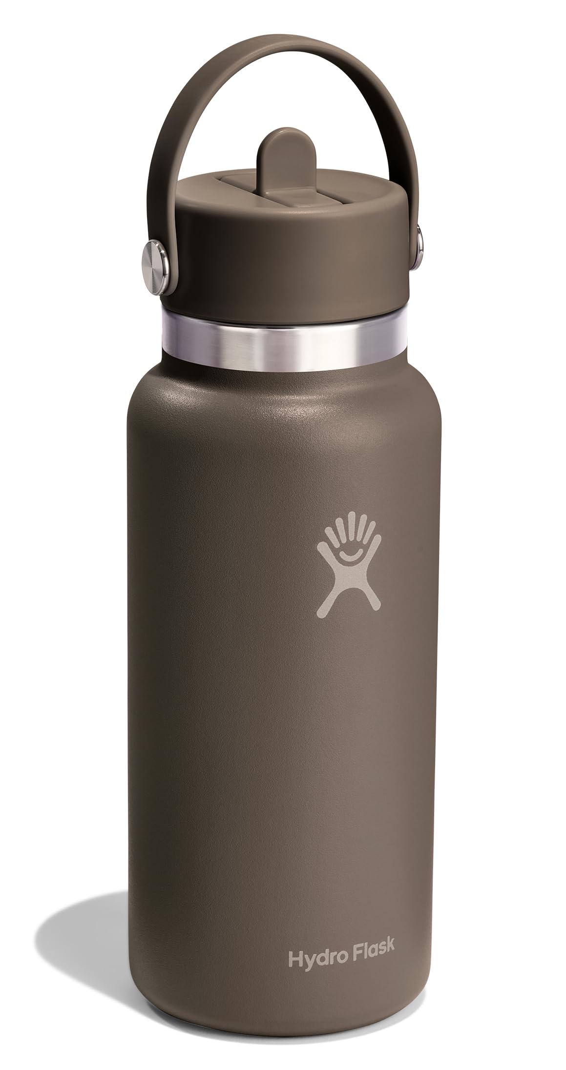 Hydro Flask Water Bottle - Insulated Stainless Steel - Wide Mouth Flex Straw Lid, Non Spill, Leakproof and Refillable in 32 Oz S