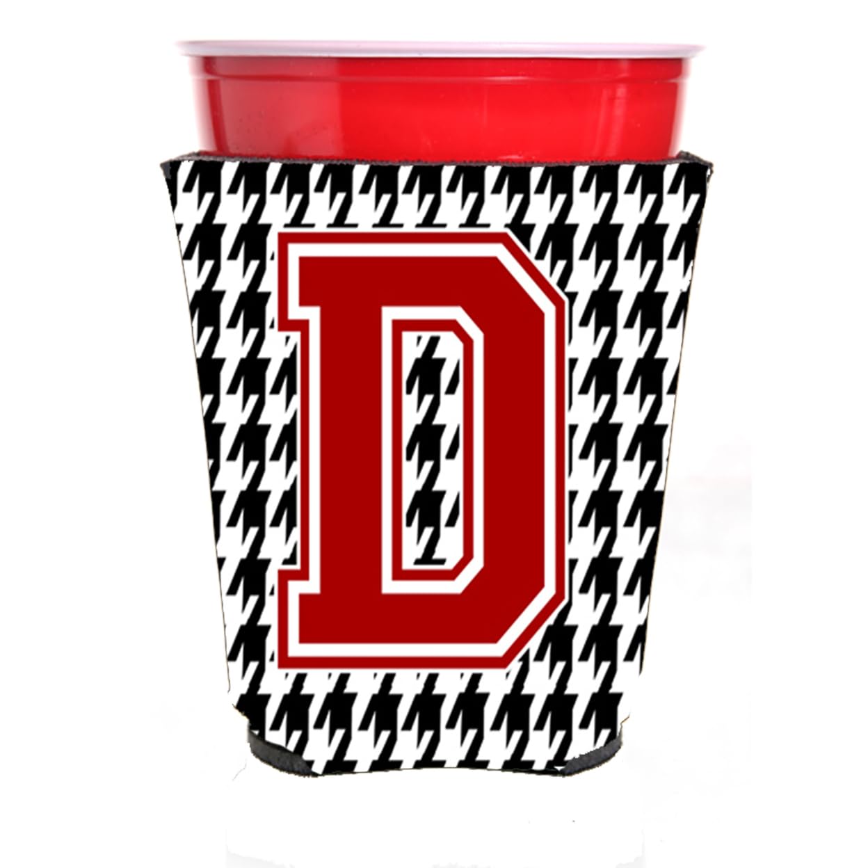Monogram - Houndstooth  Initial  D Red Solo Cup Beverage Insulator Hugger CJ1021D-RSC