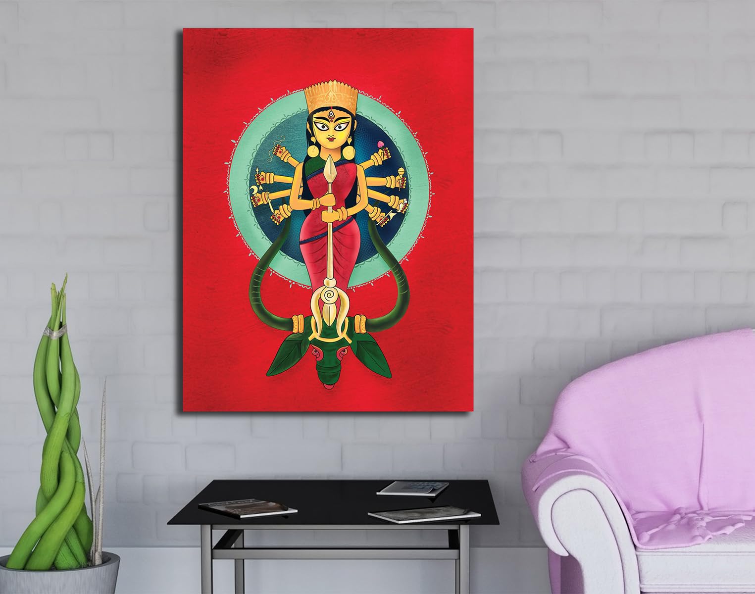 Namaste Home - Canvas Painting - Maa Durga - Traditional Art - Abstract Art - Canvas Painting for Home and Office (Cotton Canvas