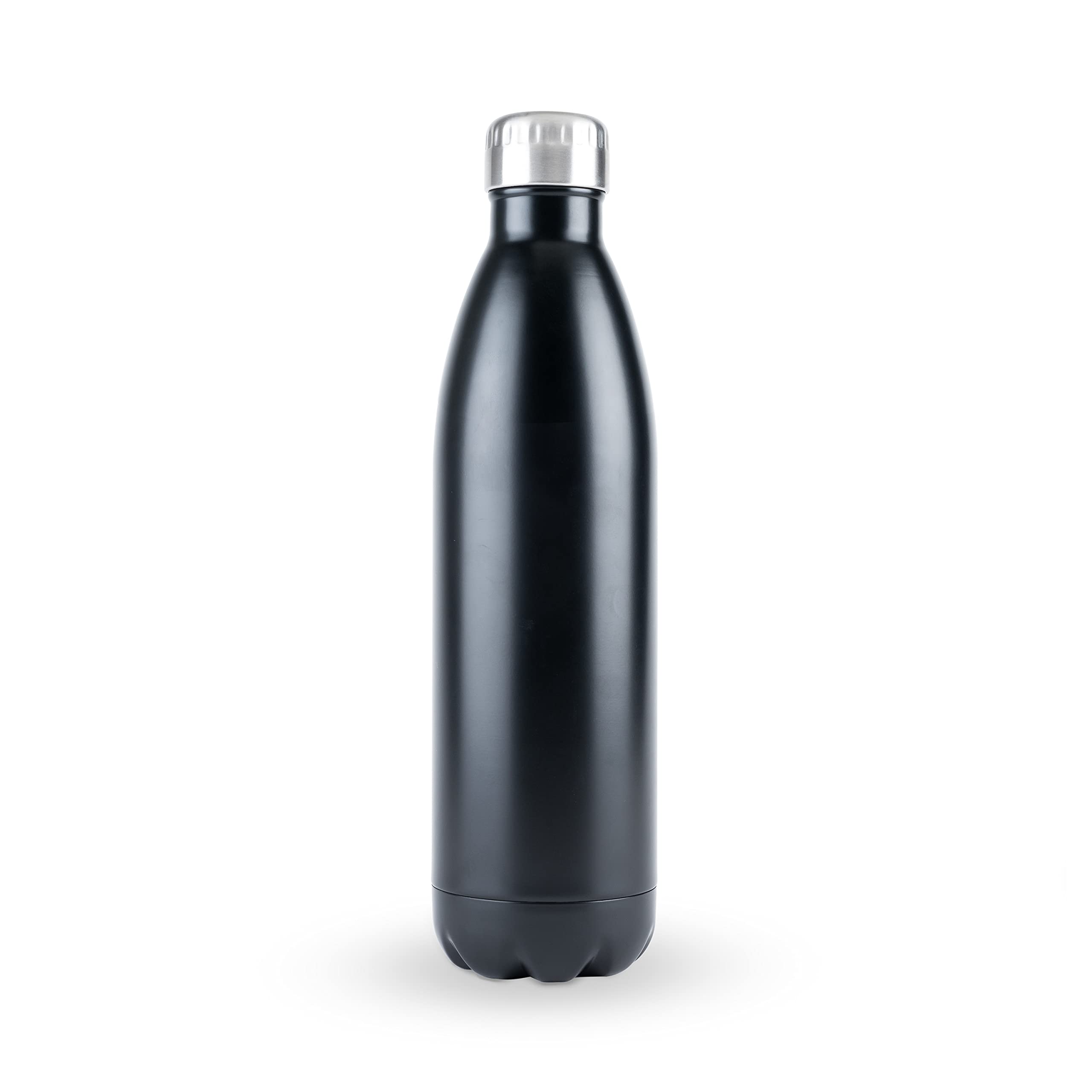 True True2Go Water Bottle, Double Walled Insulated Stainless Steel With Matte Finish, Dishwasher Safe 750 Ml / 25 Oz Black Set O