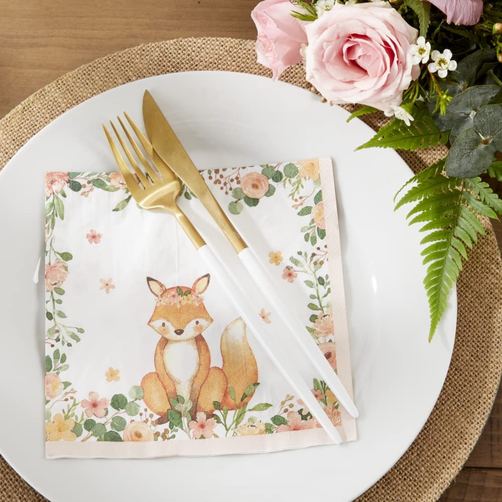 Kate Aspen Woodland Baby Baby Shower 2 Ply Pink Paper Napkins (Set Of 30), Thick Decorative Dinner Napkins
