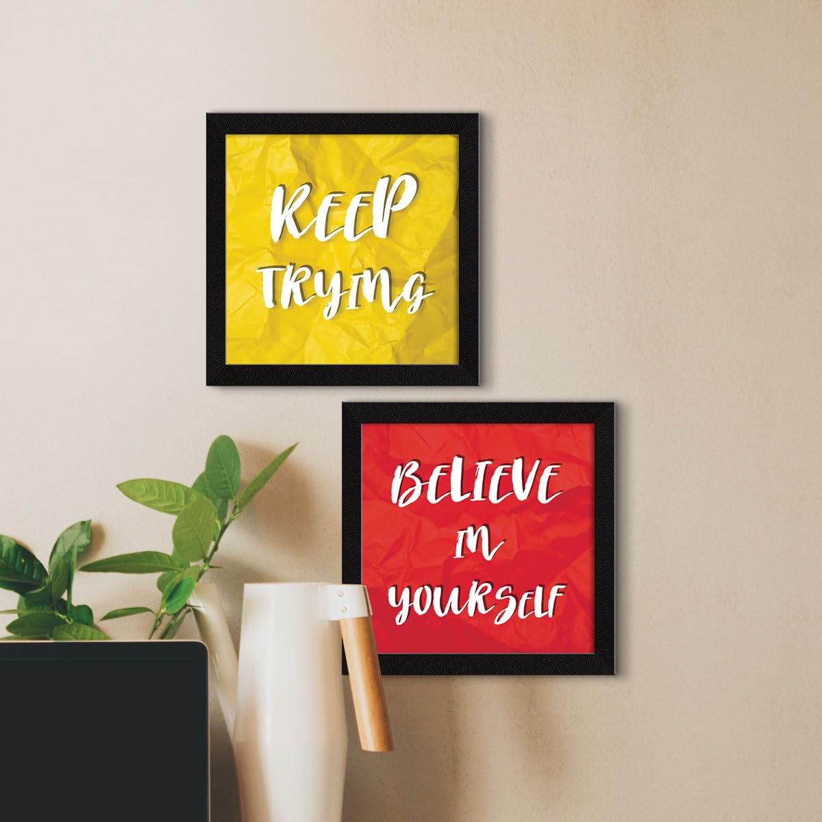 ArtX Paper Motivational Wall Frames Quotes Wall Art Painting, Framed Paintings For Home Office Decor, 20 X 20 inches (Combined),