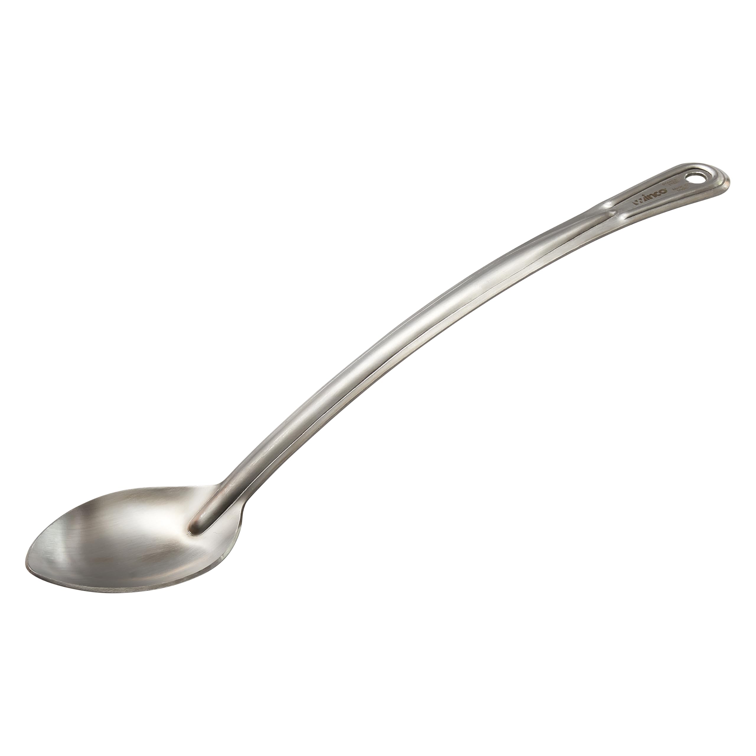 Winco 15 Stainless Steel Basting Spoon Solid, Curved Handle