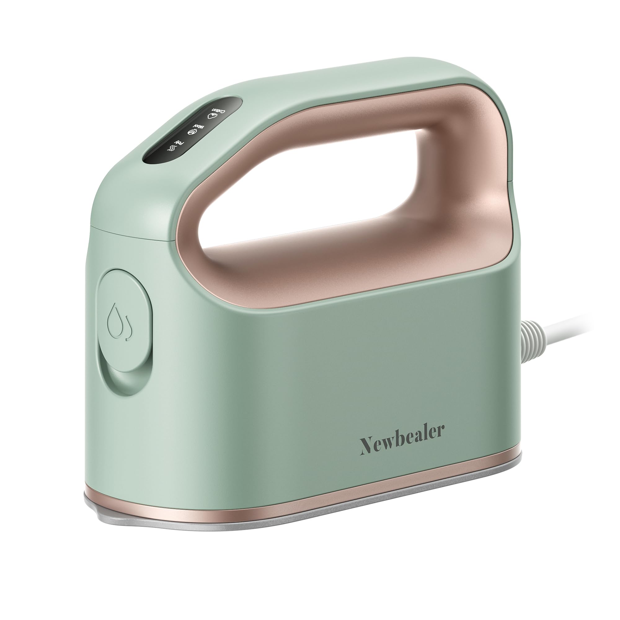 Newbealer Smart Steam Iron - 1200W Turbocharged Steam for Clothes, 3-Level Steam & Dry Ironing, 45s Fast Heat-up, Nonstick Solep