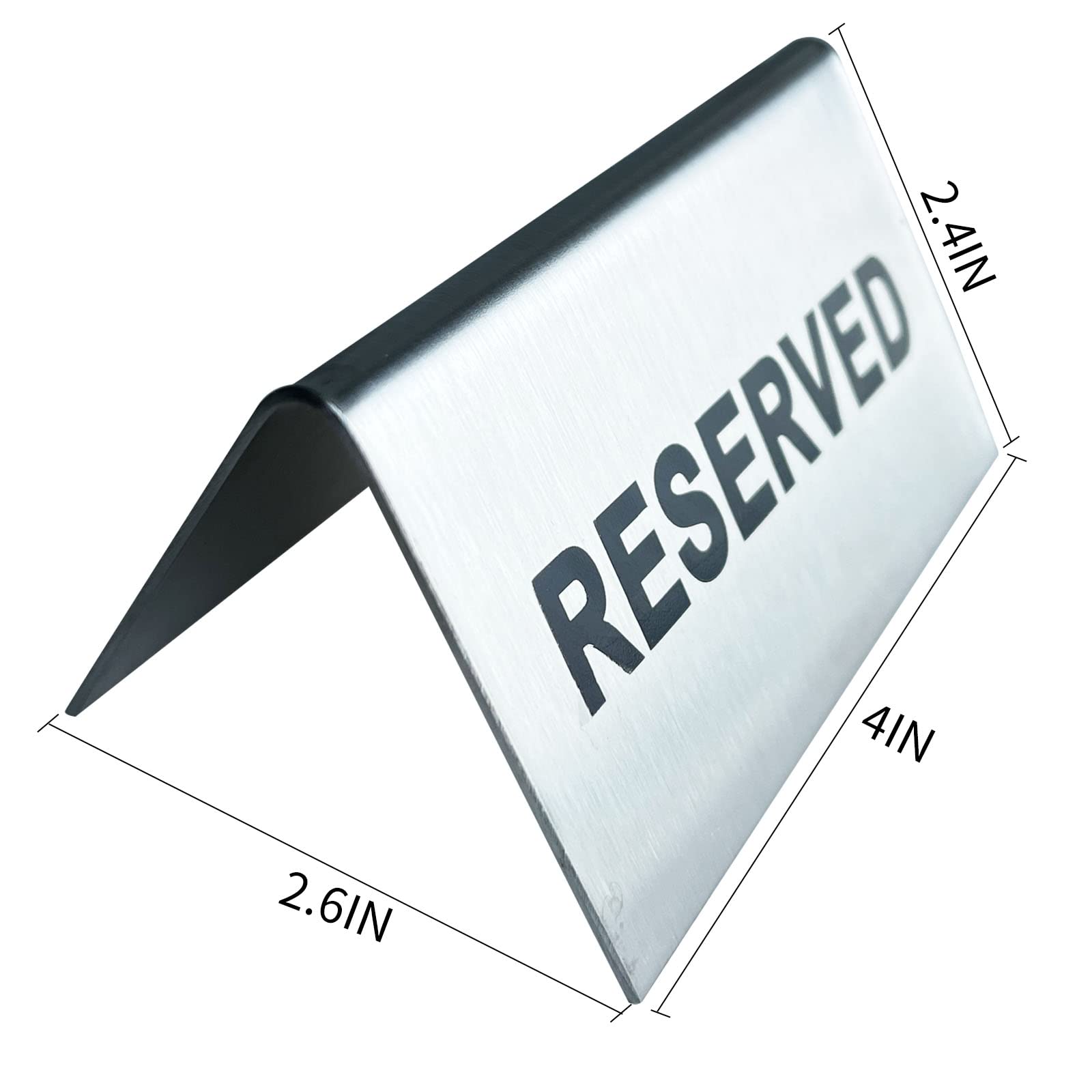 Reserved Table Signs Tent Table Sign Stainless Steel For Wedding Restaurants Ceremony 4X2.4 Inch 6 Packs