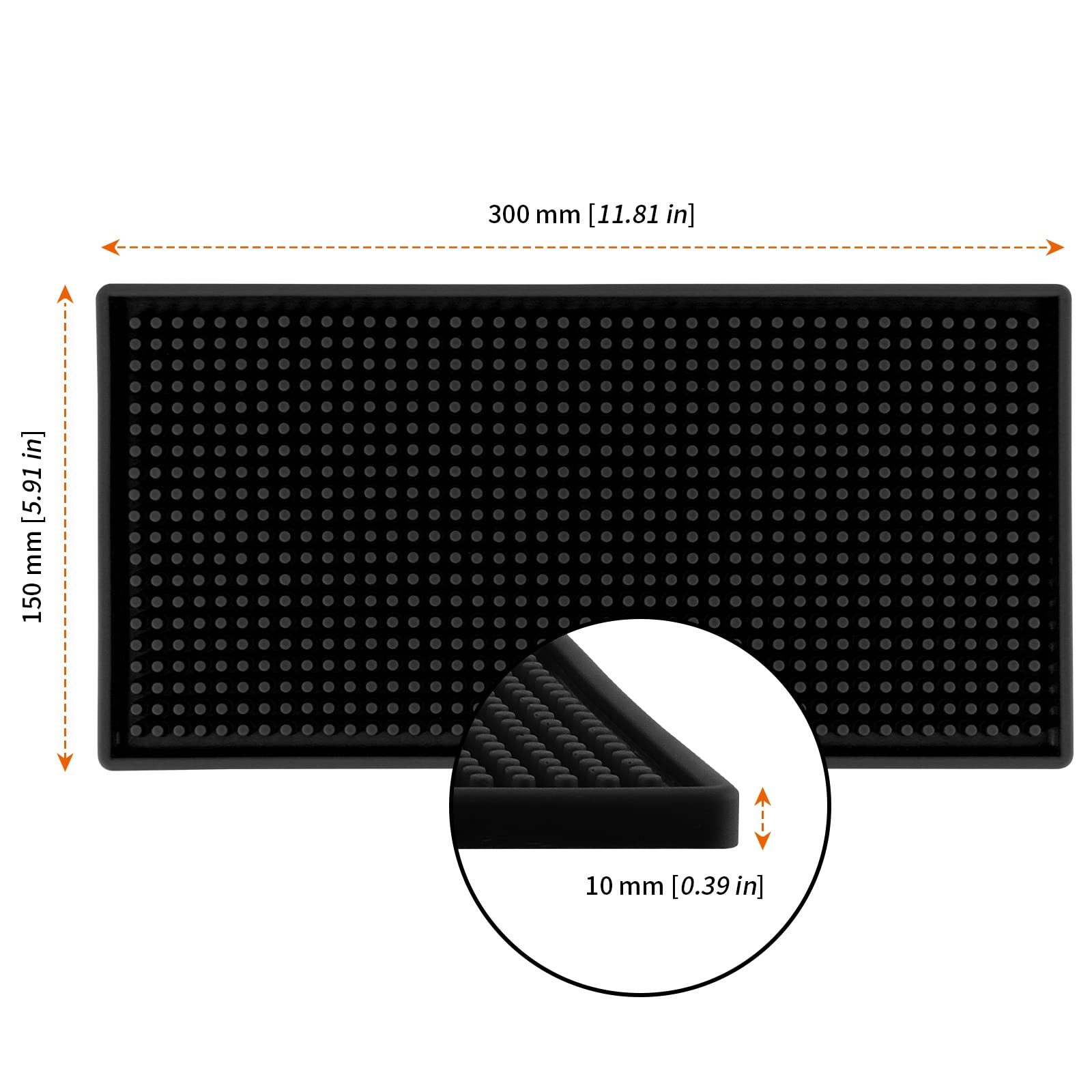 Hozeon 7 Pack 12 X 6 Inch Rubber Bar Service Mat, Non Slip Rubber Bar Spill Mat, Thick Black Bar Mats For Countertop, Bar, Kitch