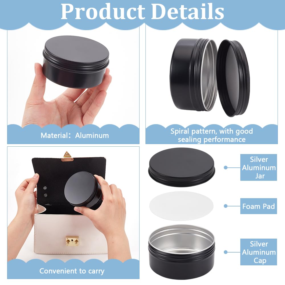 Benecreat 10Pcs 5Oz Round Tin Cans Screw Top Aluminum Tins For Lip Balm, Scrubs, Spices, Candies, Tea, Summer Travel, Cosmetic B