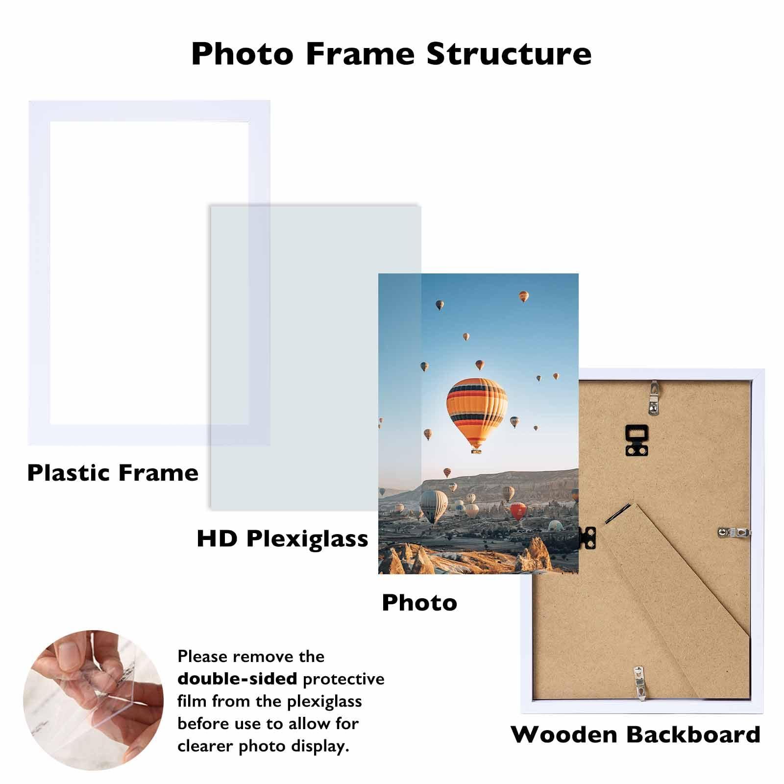 JCJMY 6x8 Picture Frame Set of 4 White for Wall Hanging or Tabletop- Wall Mounting Horizontally or Vertically, 6 x 8 Wall Galler