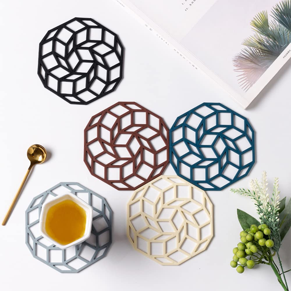 3 Pcs Silicone Trivet Mats Multi-Use Carved Trivet Mat Insulated Non-Slip Durable Kitchen Mats For Hot Dishes Hot Pots And Pans