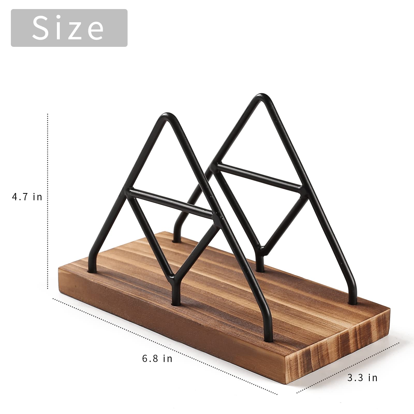 Wooden Napkin Storage,1 Pack Black Table Napkin Holder With Black Metal Wire For Indoor Outdoor Home Dining Restaurant Kitchen D