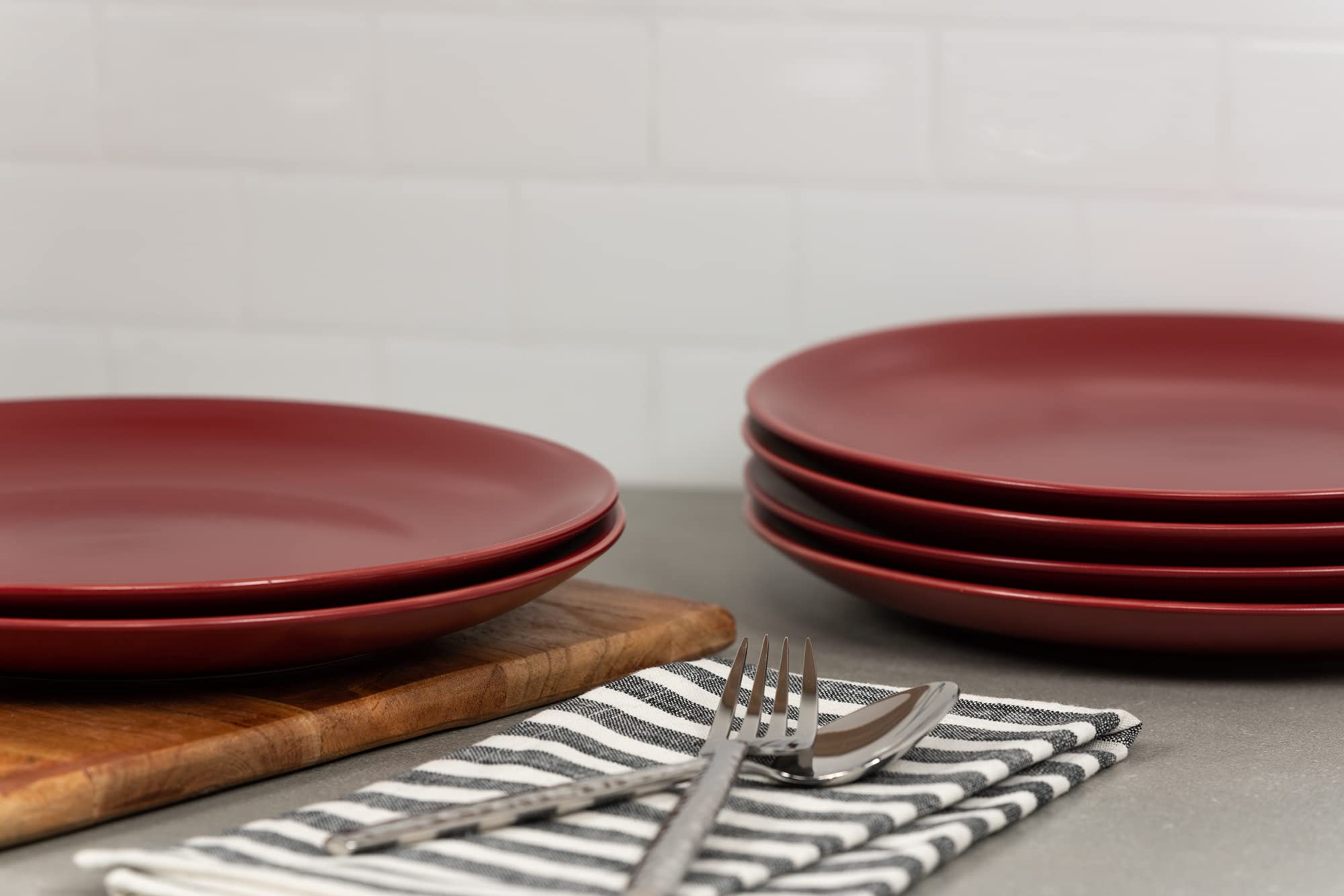 10 Strawberry Street Wazee Matte 105 Coupe Dinner Plate, Set Of 6, Red