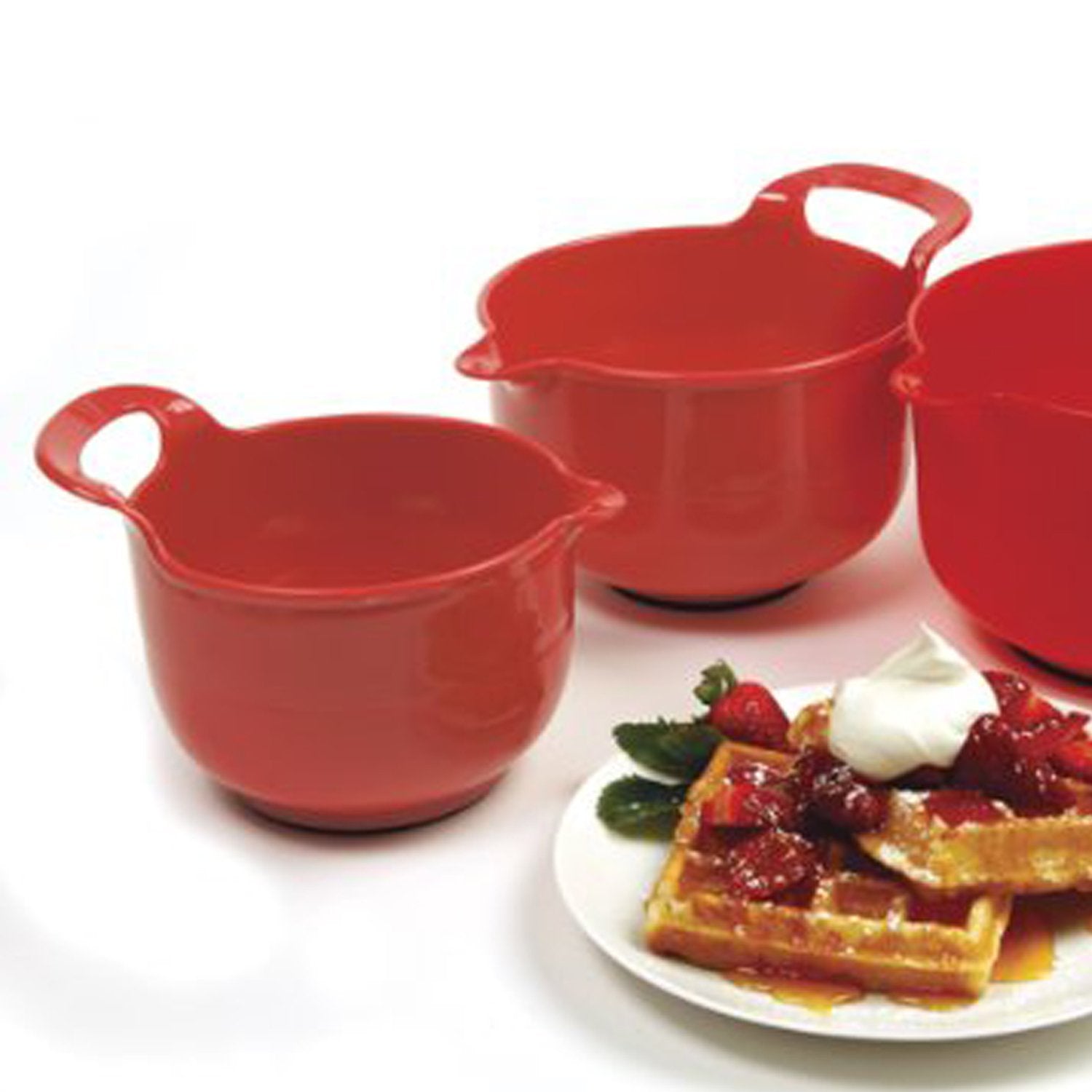 Norpro 1020 , Red, Mixing Bowls, Set Of 3, 4.5'' X 8.75'' X 6.75'' / 11.5Cm X 22Cm X 17Cm