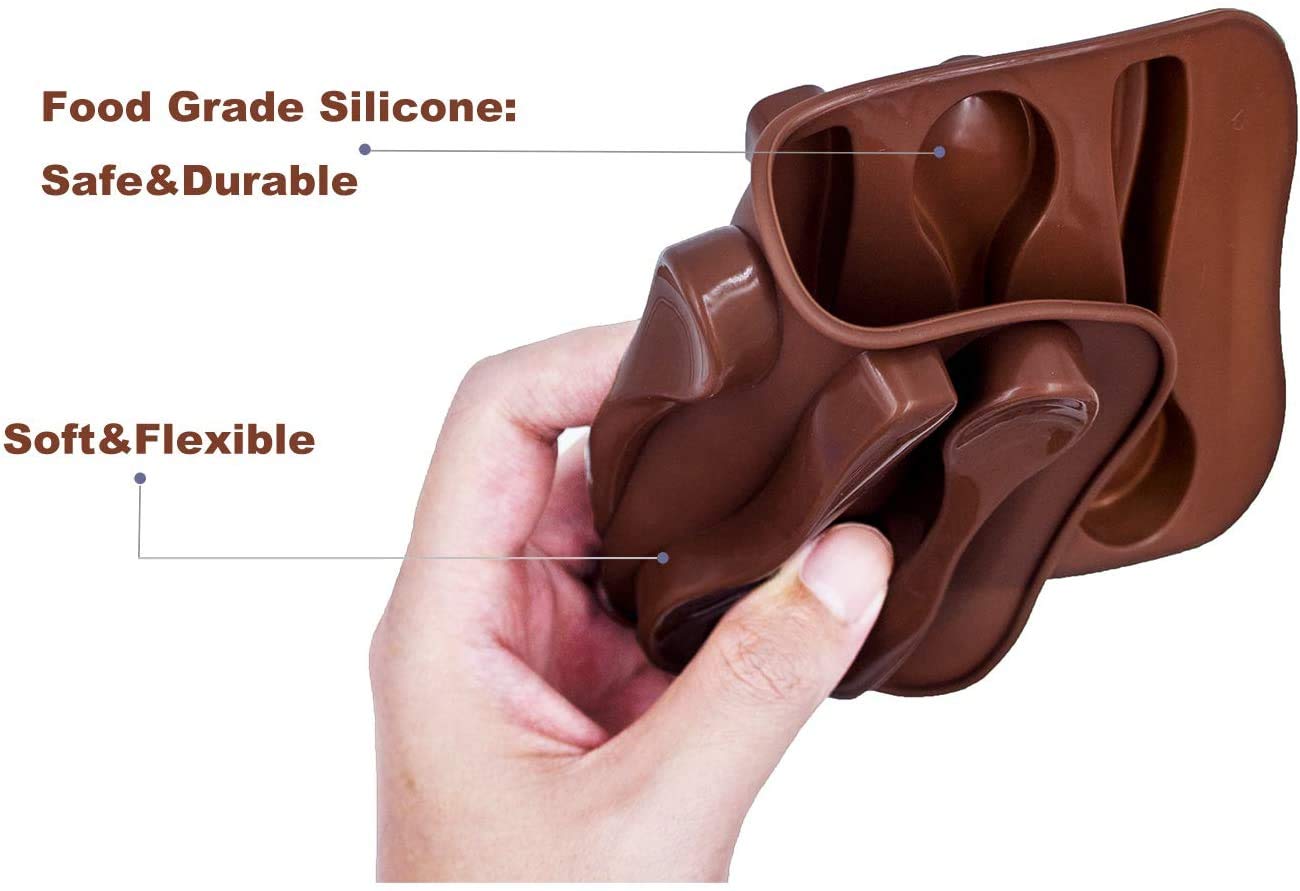Bamutu Spoon Shape Molds 3 Pcs-6 Cavity Chocolate Candy Gummy Molds Food Grade Chocolate Ice Jelly Silicone Mold Homemade Cupcak