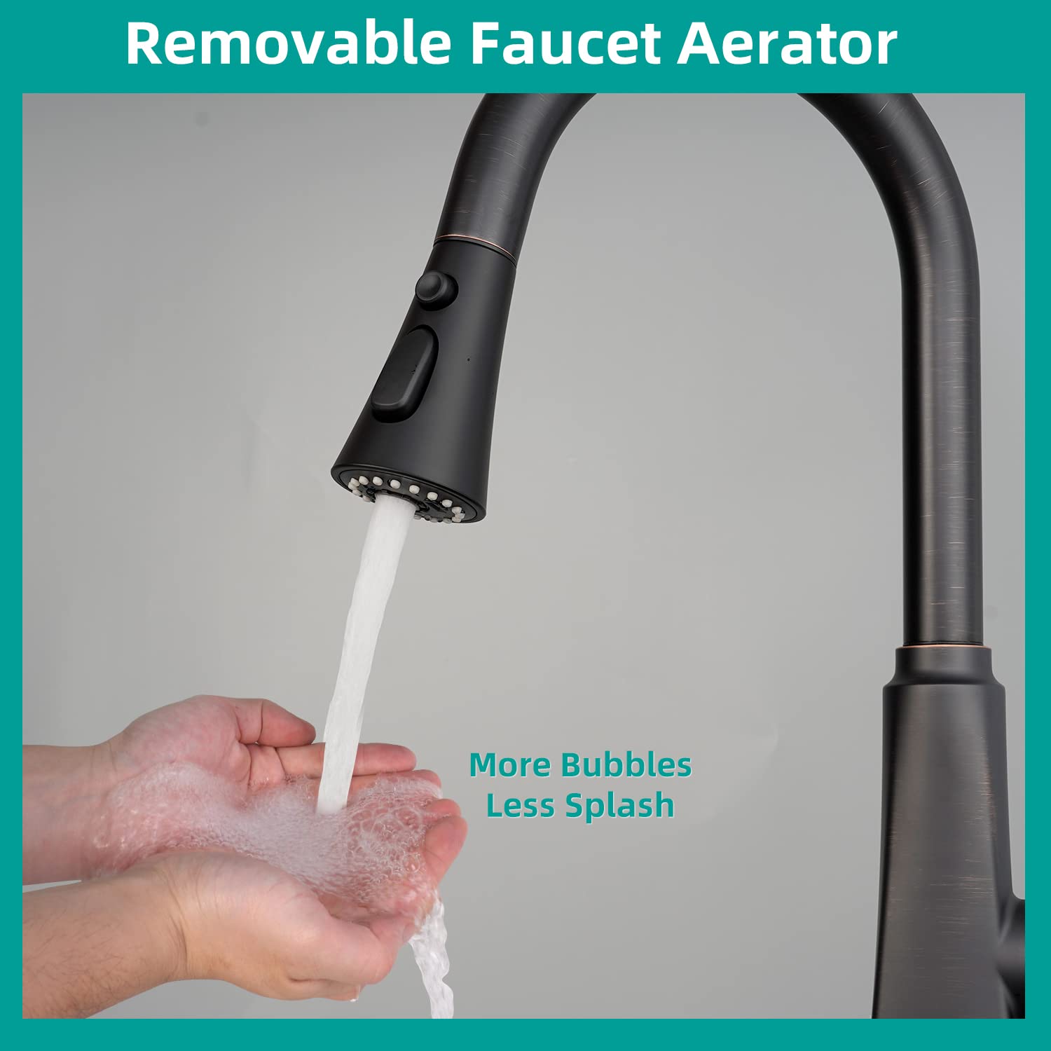 Hygie Rinse Kitchen Faucet Head Replacement, Pull Down Kitchen Faucet Sprayer Head With 9 Adapter Kit, 3 Function Kitchen Sink F