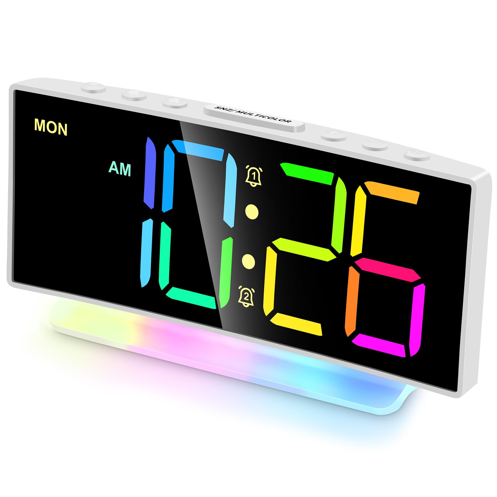 Cadmos Loud Alarm Clocks for Heavy Sleepers,Adults,Kids,Teens,Large Digital Display,7 Color Night Light,Adjustable Volume,Batter