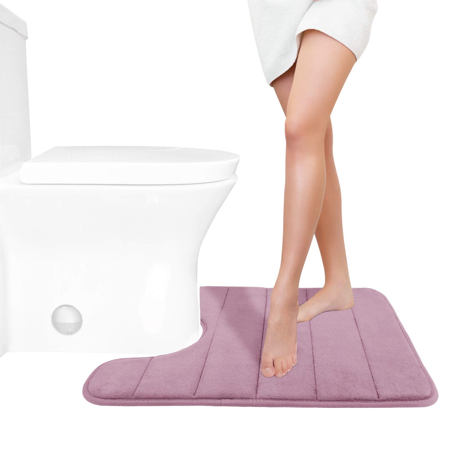 Yimobra Memory Foam Toilet Bath Mat U-Shaped, 24 X 20 Inches,Soft And Comfortable, Super Water Absorption, Non-Slip, Machine Was