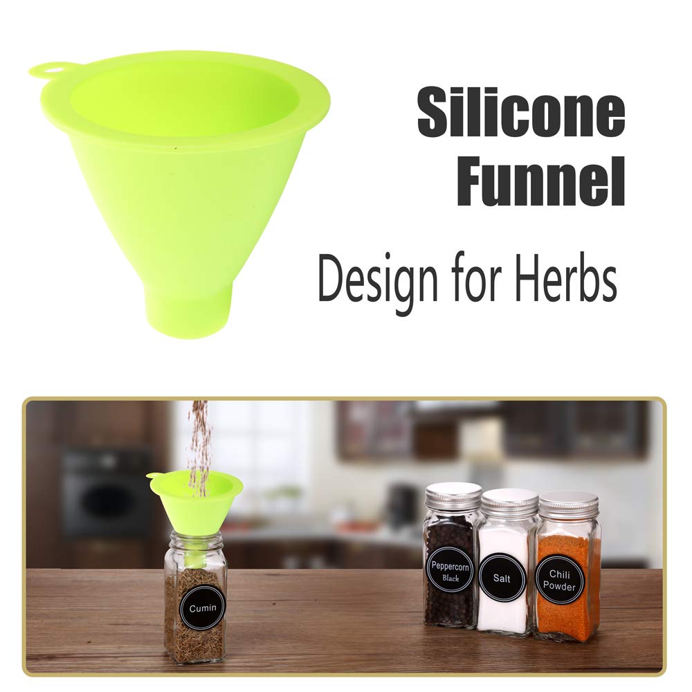 SWOMMOLY Spice Rack Organizer with 36 Empty Square Spice Jars, 396 Spice Labels with Chalk Marker and Funnel Complete Set, for C