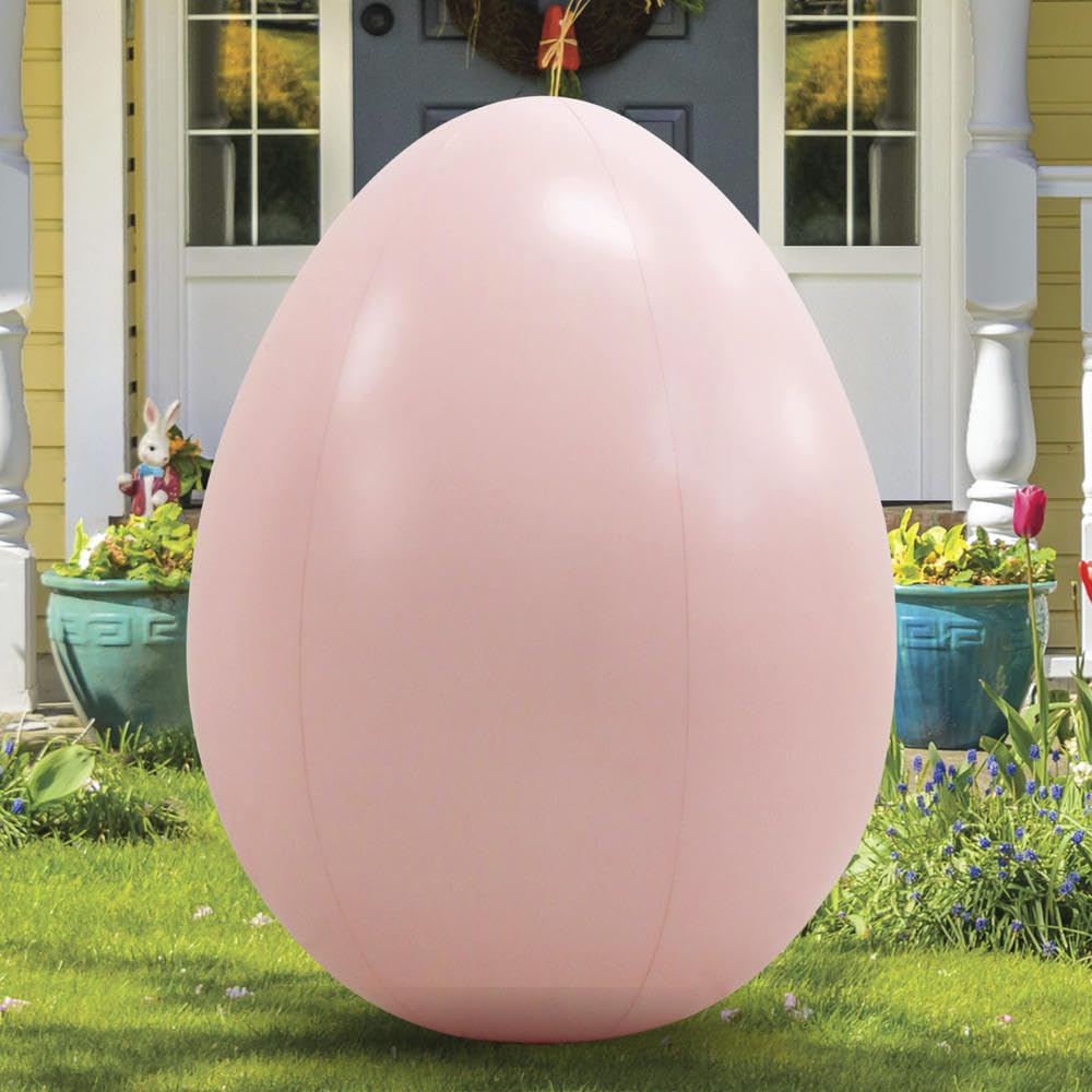Large 4  Inflatable Easter Egg - Weather Resistant, Ground Stakes Included - Festive Easter Decor for Indoor & Outdoor Egg Hunt