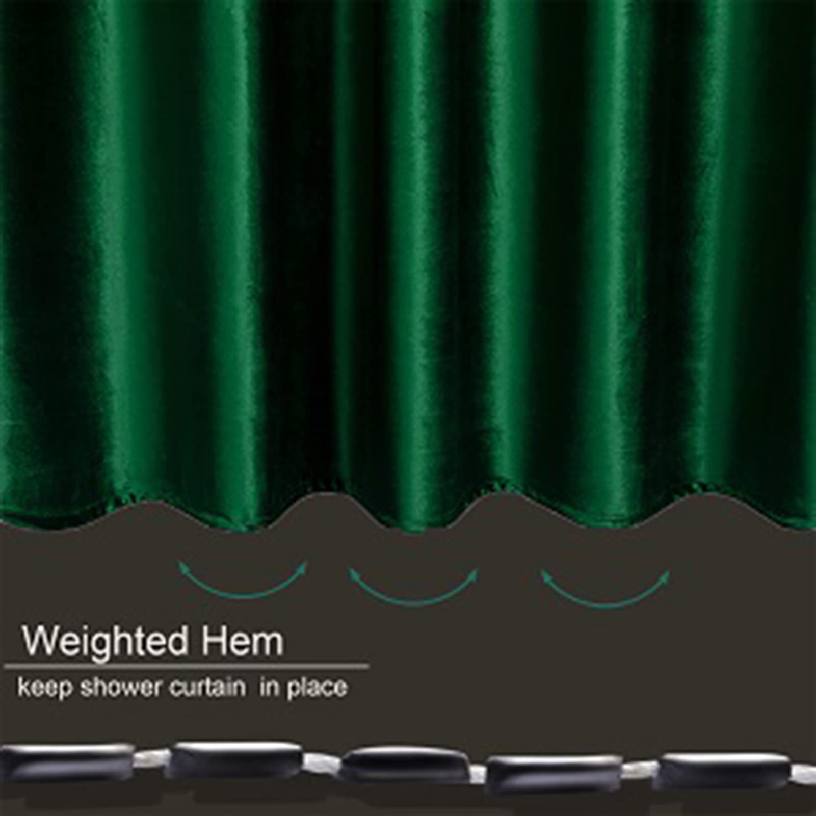 Thicken Velvet Dark Green Shower Curtains For Bathroom, Luxury 260 Gsm Heavy-Duty Fabric Curtain With Hooks, Washable, Waterproo