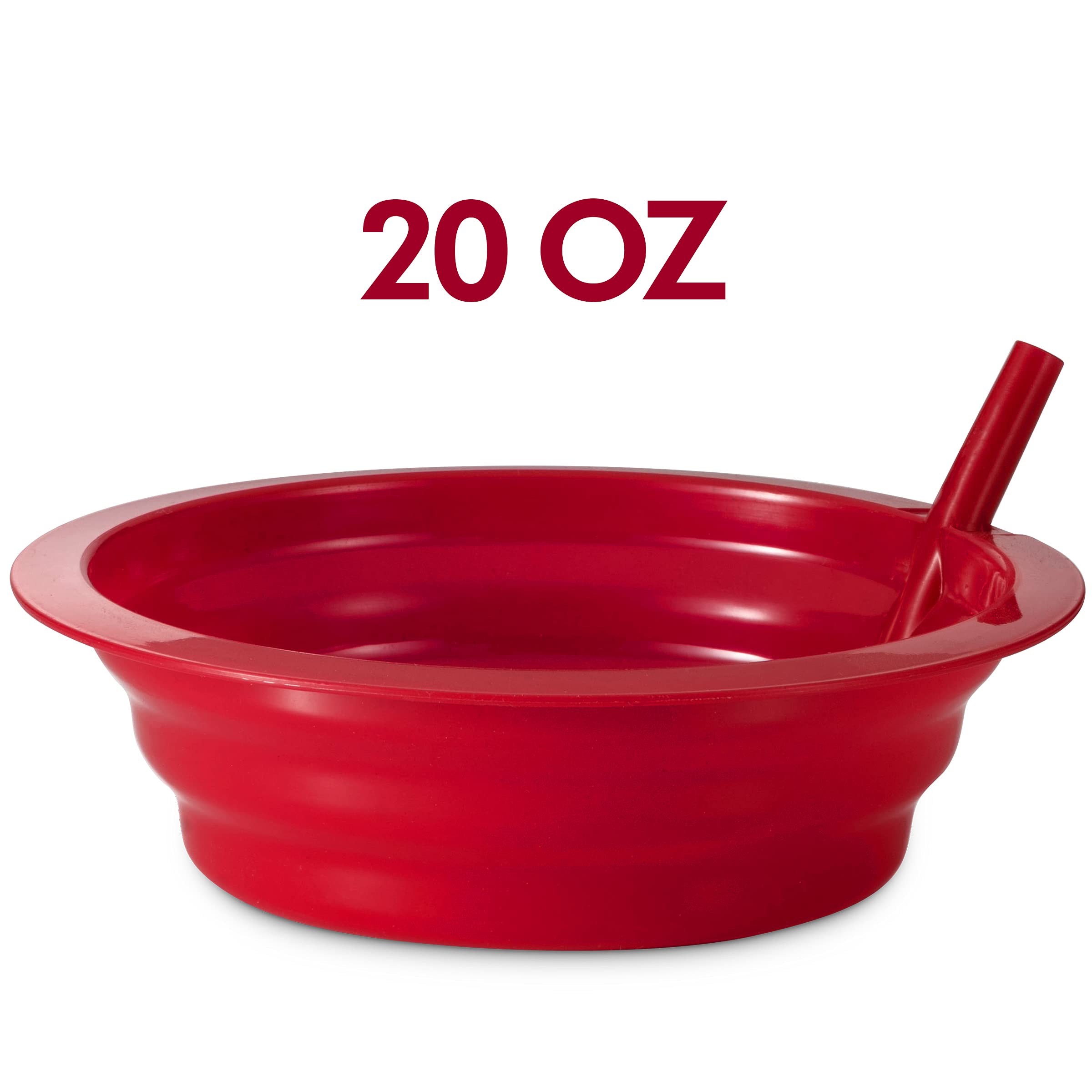 Cereal Bowls With Straws For Kids - (Set Of 6 - 20-Ounce Bowls) Bpa-Free Plastic Reusable Bowls With Built-In Straws For Childre