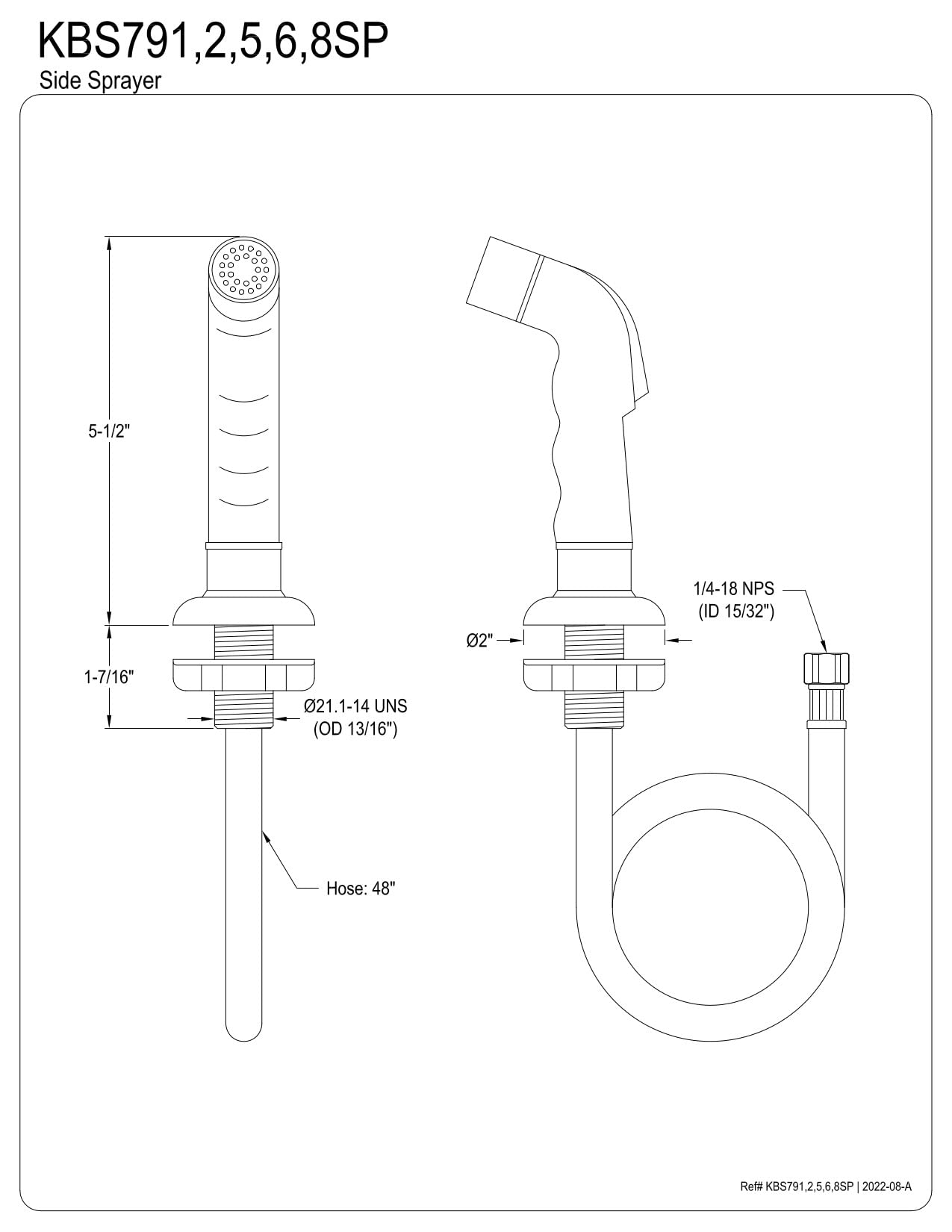 Kingston Brass KBS798SP Kitchen Faucet Sprayer for KB798  Brushed Nickel
