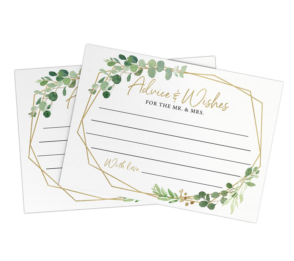 Printed Party Wedding Advice and Wishes  Greenery Bridal Shower  50 Cards