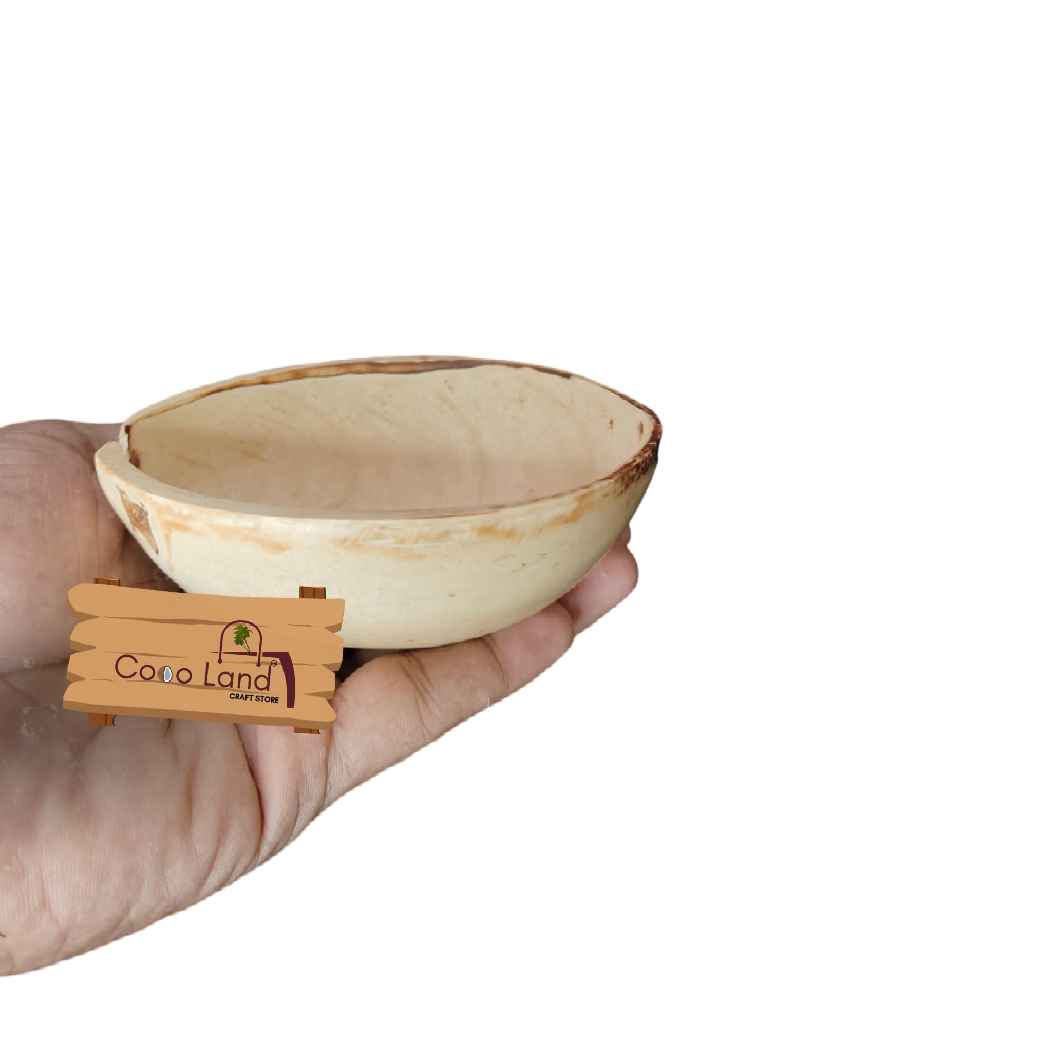 Coco Land White Coconut Shell Pickle Pot (Small Size Pack Of 1) 100 Ml |Coconut Oil Polished Decorative Pots, Chutney,Sausage,Sm