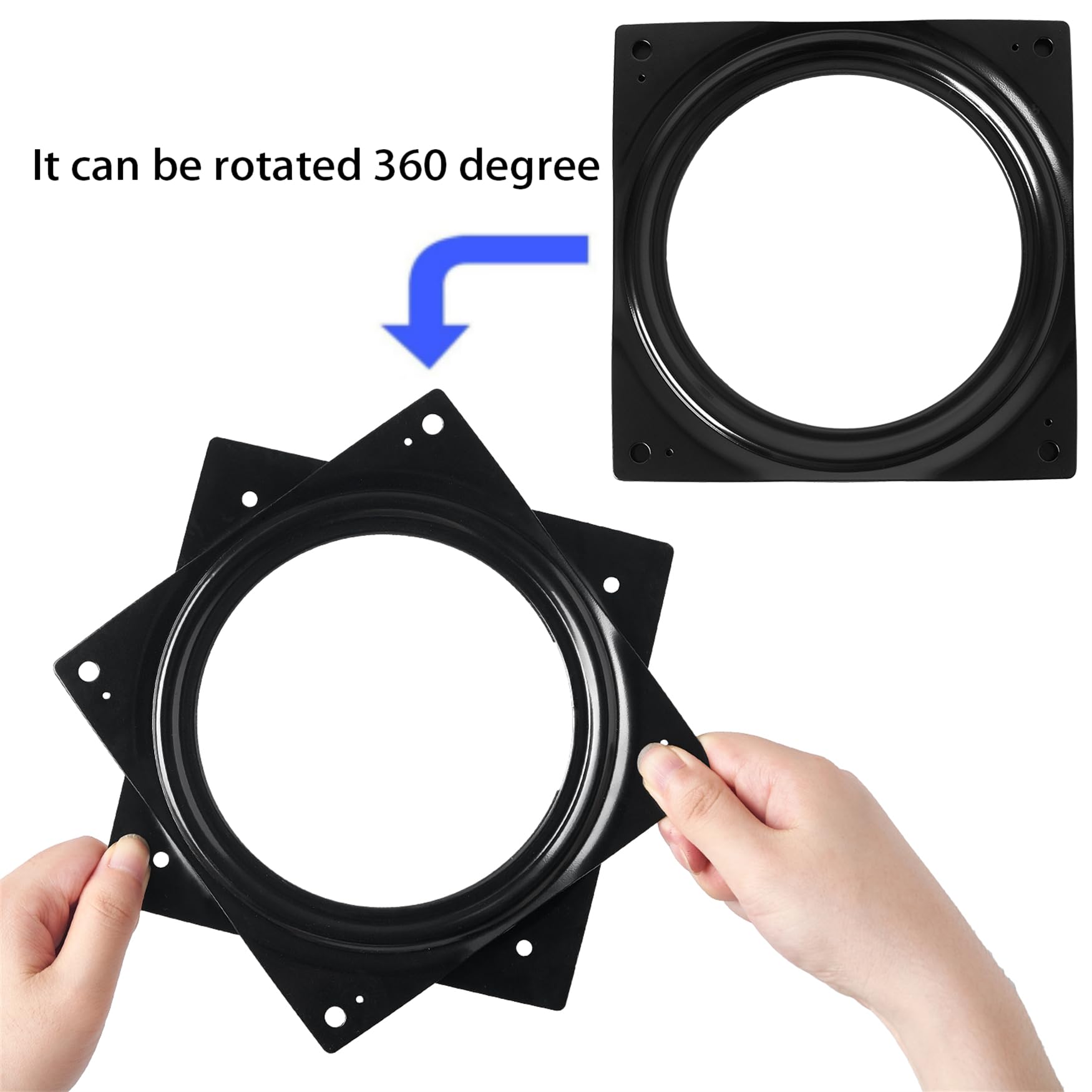 Dmstech 6'' Lazy Susan Turntable (Black) 500-Lb Steel Ball Bearing Rotating Tray Strong Sturdy Table Cabinet Low Profile For 360
