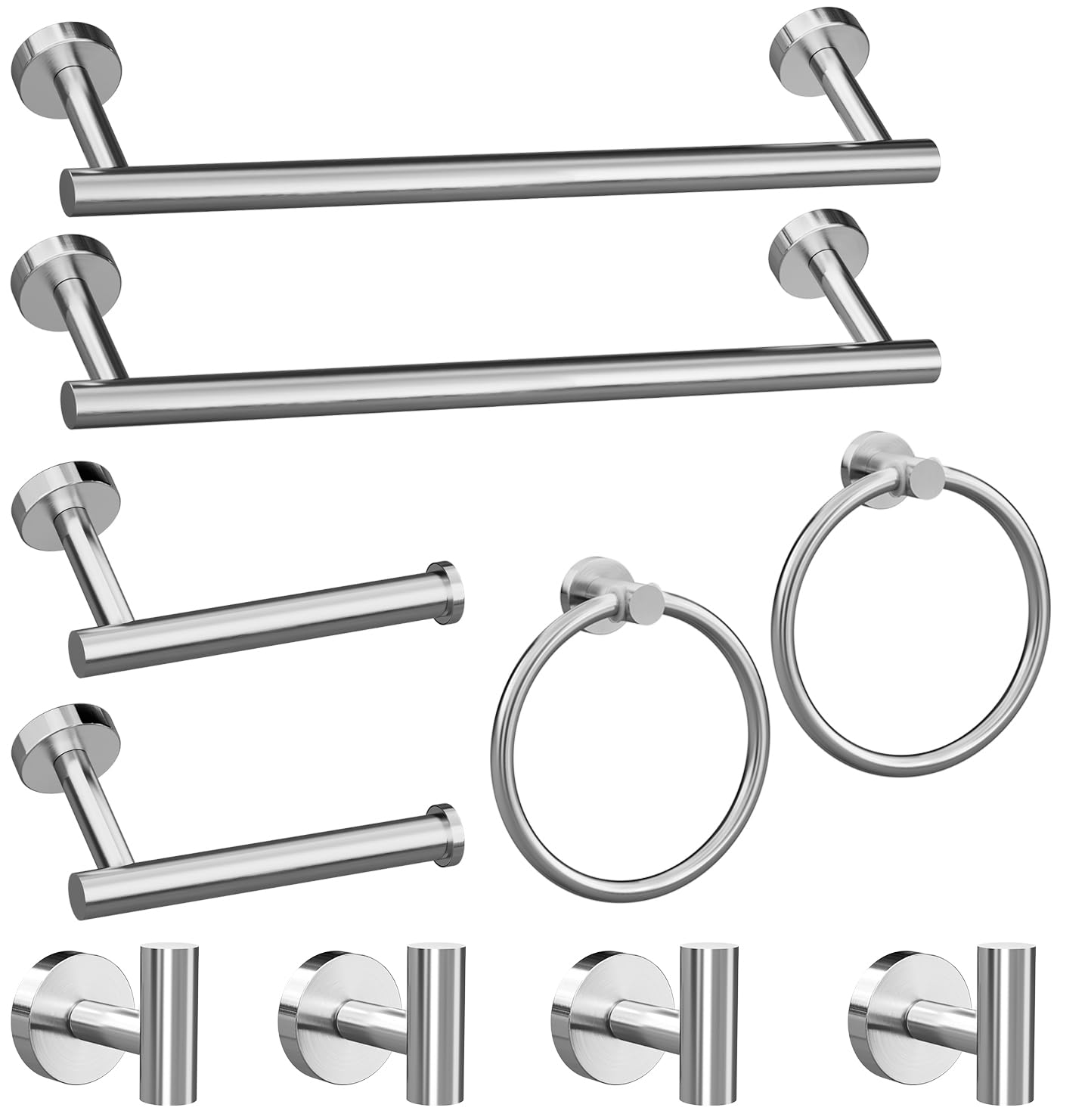10-Pieces Brushed Nickel Bathroom Accessories Set, Stainless Steel Bathroom Hardware Set, Bath Towel Bar Set, Towel Racks For Ba