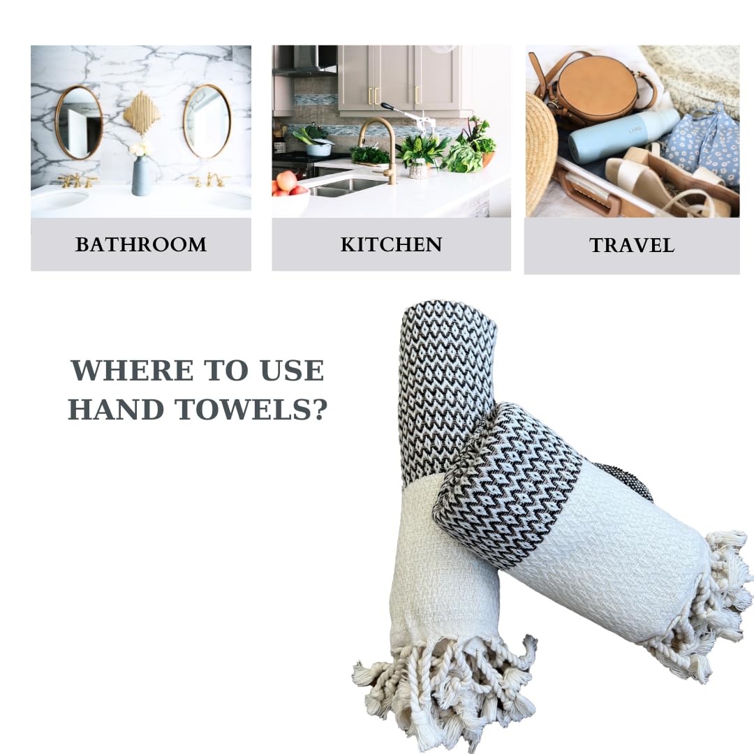 MyAprils Kitchen Towel Set of 2 Turkish Hand Towel for Bathroom Face Head Hair Guest Farmhouse Rustic Kitchen Dining Decor Tea Dishcloth 100% Cotton Hand Towel 19x38 inches