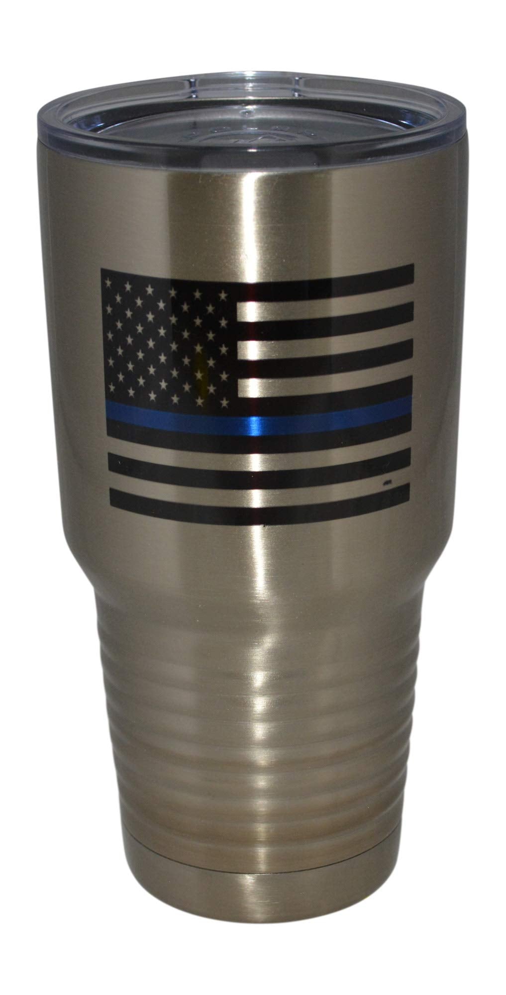 Rogue River Tactical Thin Blue Line Flag Police Officer Large 30Oz Stainless Steel Travel Tumbler Mug Cup W/Lid Law Enforcement