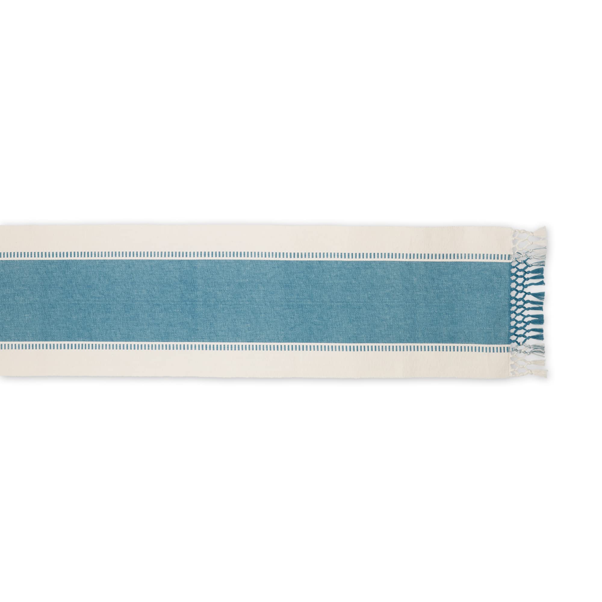 STORM BLUE DOBBY STRIPE RIBBED TABLE RUNNER 13x72