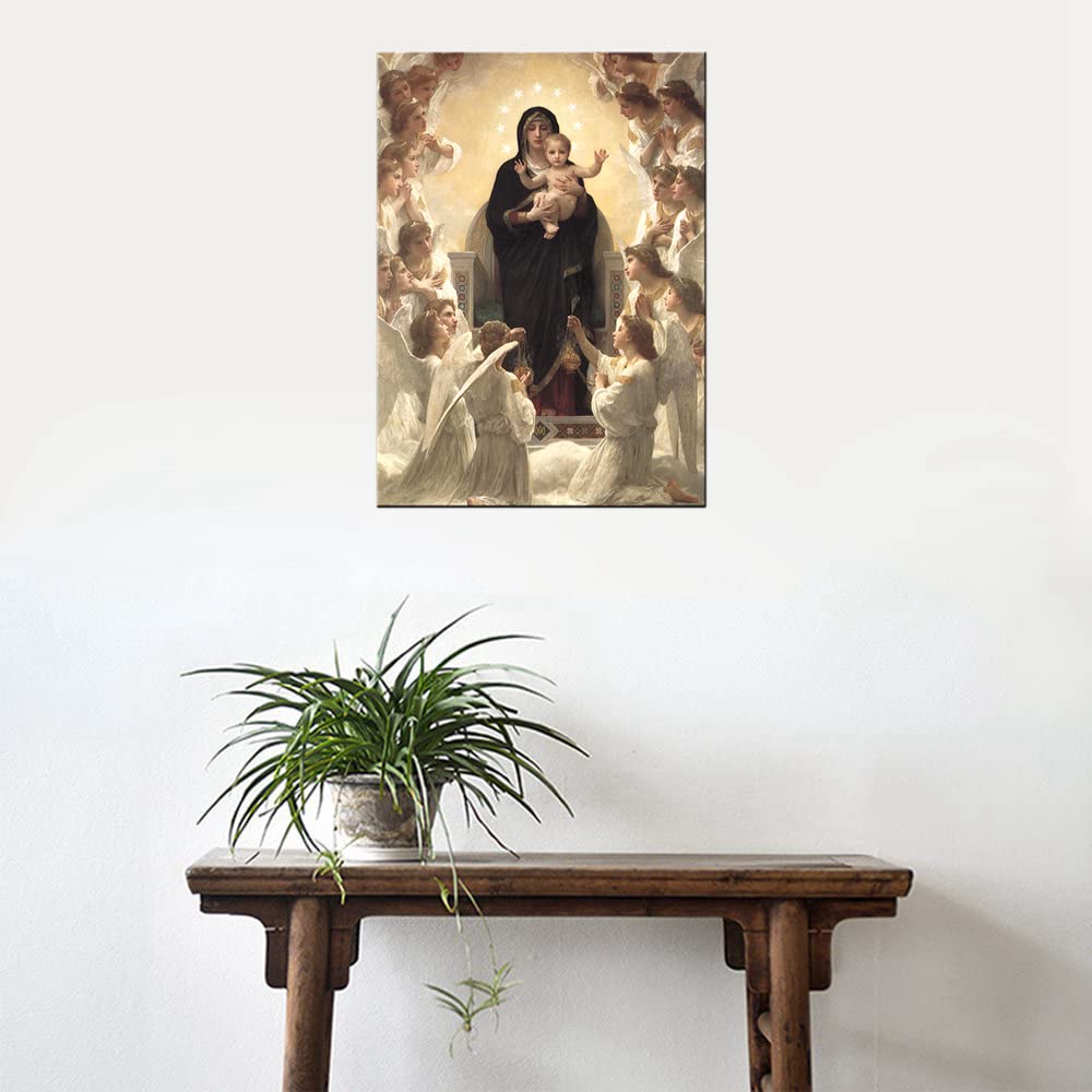 Virgin Mary And Christ Jesus Angel Paradise Lounge Wall Art Poster And Print Artwork For Living Room Wall Decor Wrapped Canvas R