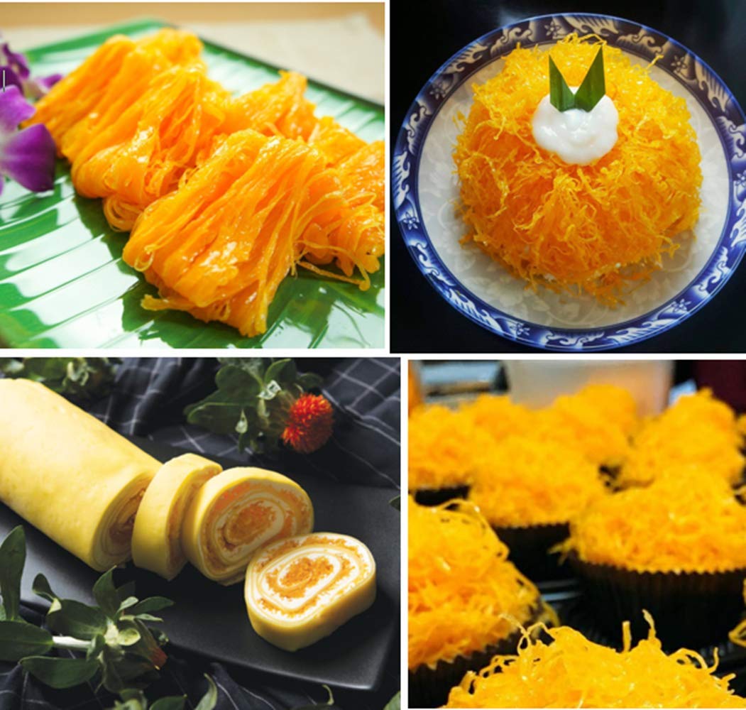 Cozinest Egg Yolk Threads Maker Brass Funnel Thai Dessert Foi Thong Portuguese Sweet Eggs Thread Mold (2.7 inches)  Gold