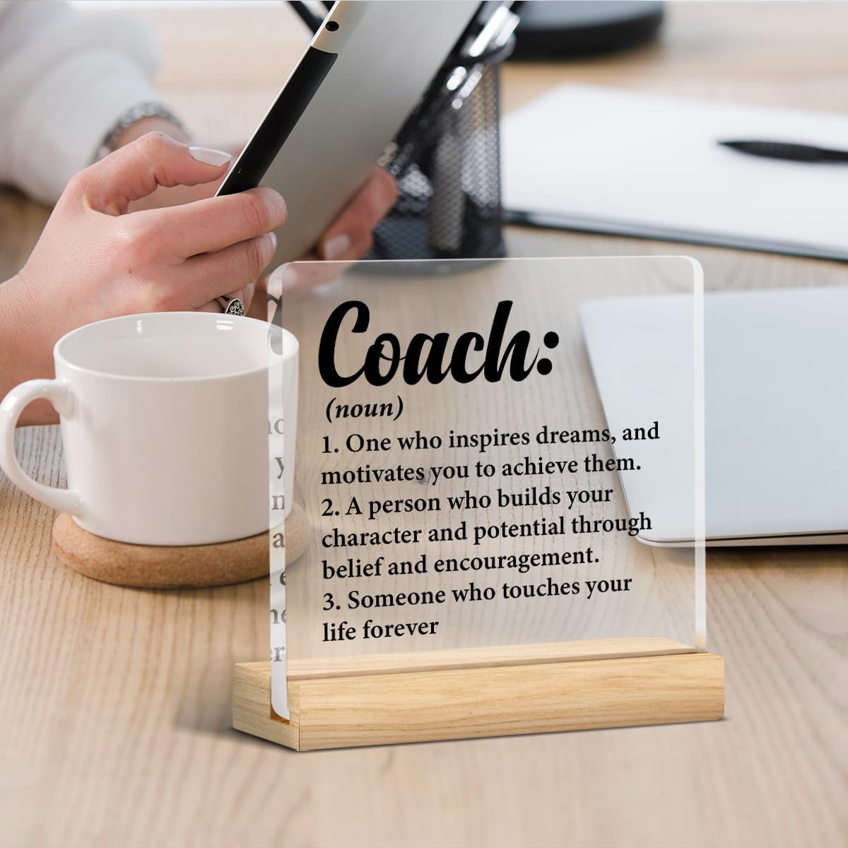 Thank You Coach Gifts for Women Men, Appreciation Gift for Coach Trainer Clear Acrylic Desk Decor Decorative Sign for Home Offic