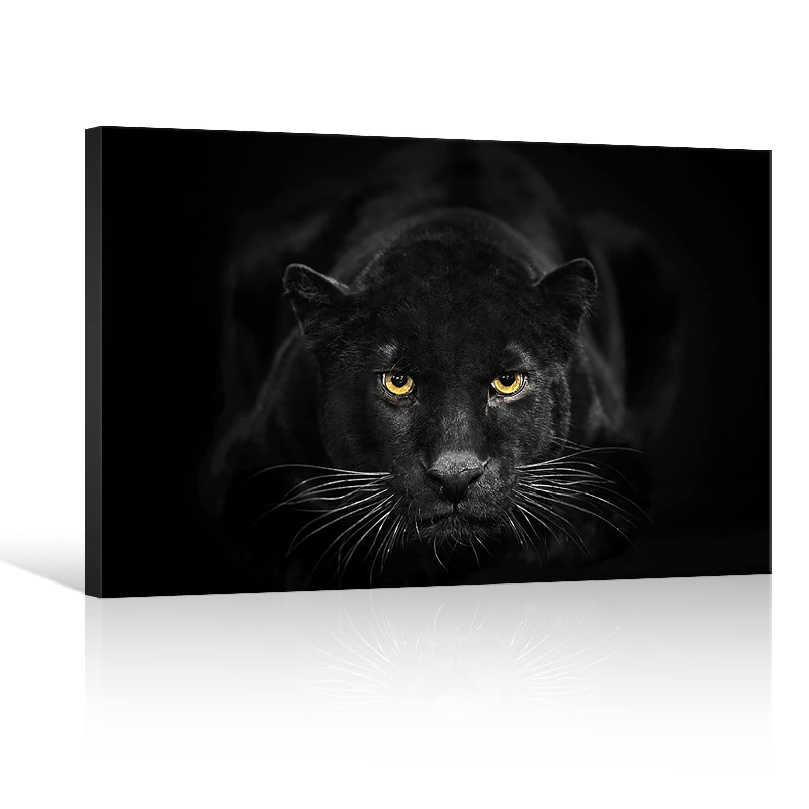 Seven Wall Arts Black Panther Canvas Wall Art Black And White Animal Painting Wildlife Animal Pictures Poster Print Modern Leopa