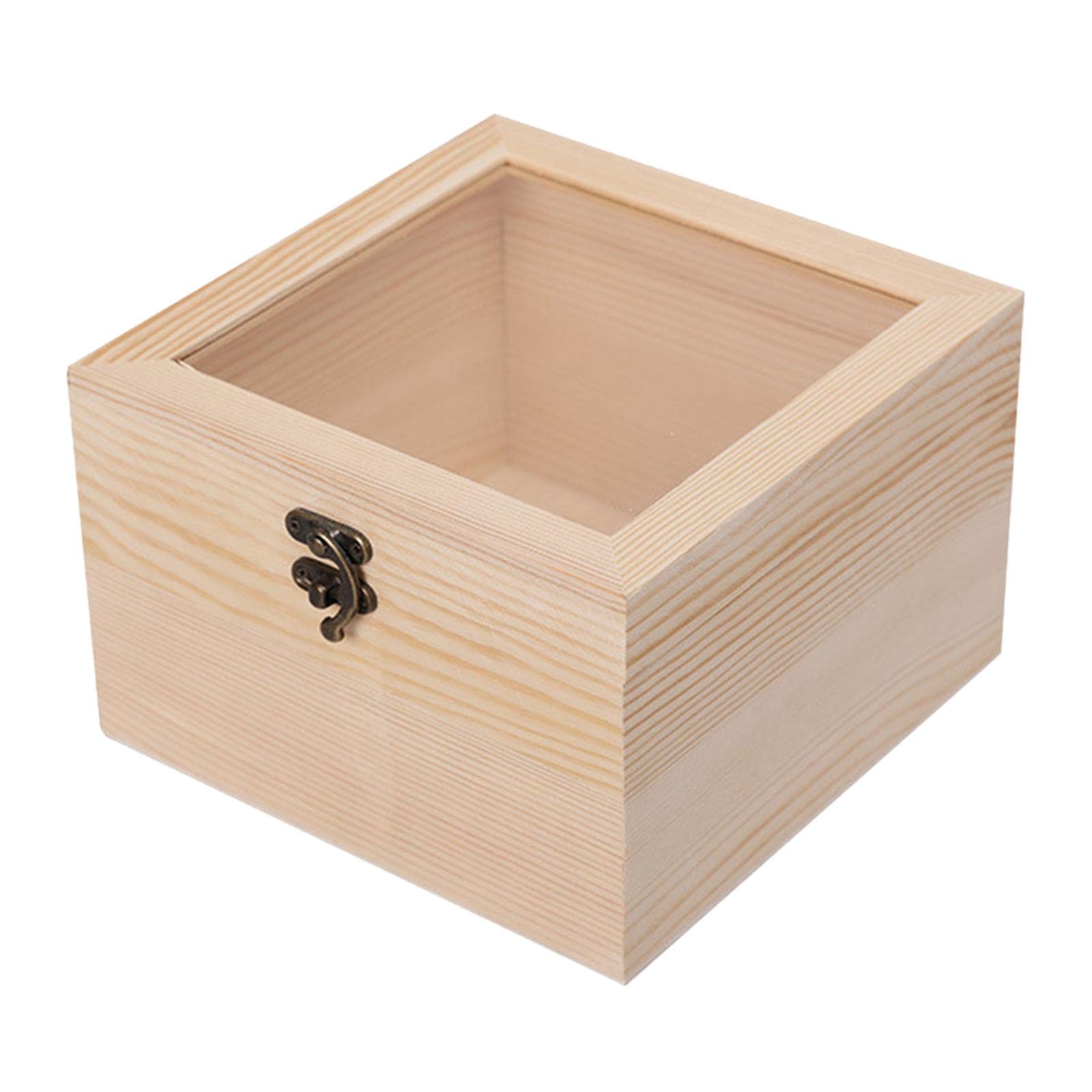 Enakshi Wooden Box Jewelry Display Case Storage Box With Glass Lid 18Cmx18Cmx12Cm |Crafts | MultiPurpose Craft Supplies | Organ