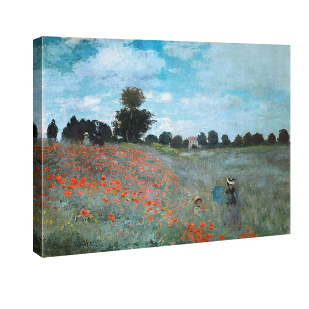 Wieco Art The Poppy Field Near Argenteuil Canvas Prints Wall Art of Claude Monet Famous Oil Paintings Reproduction Classic Lands